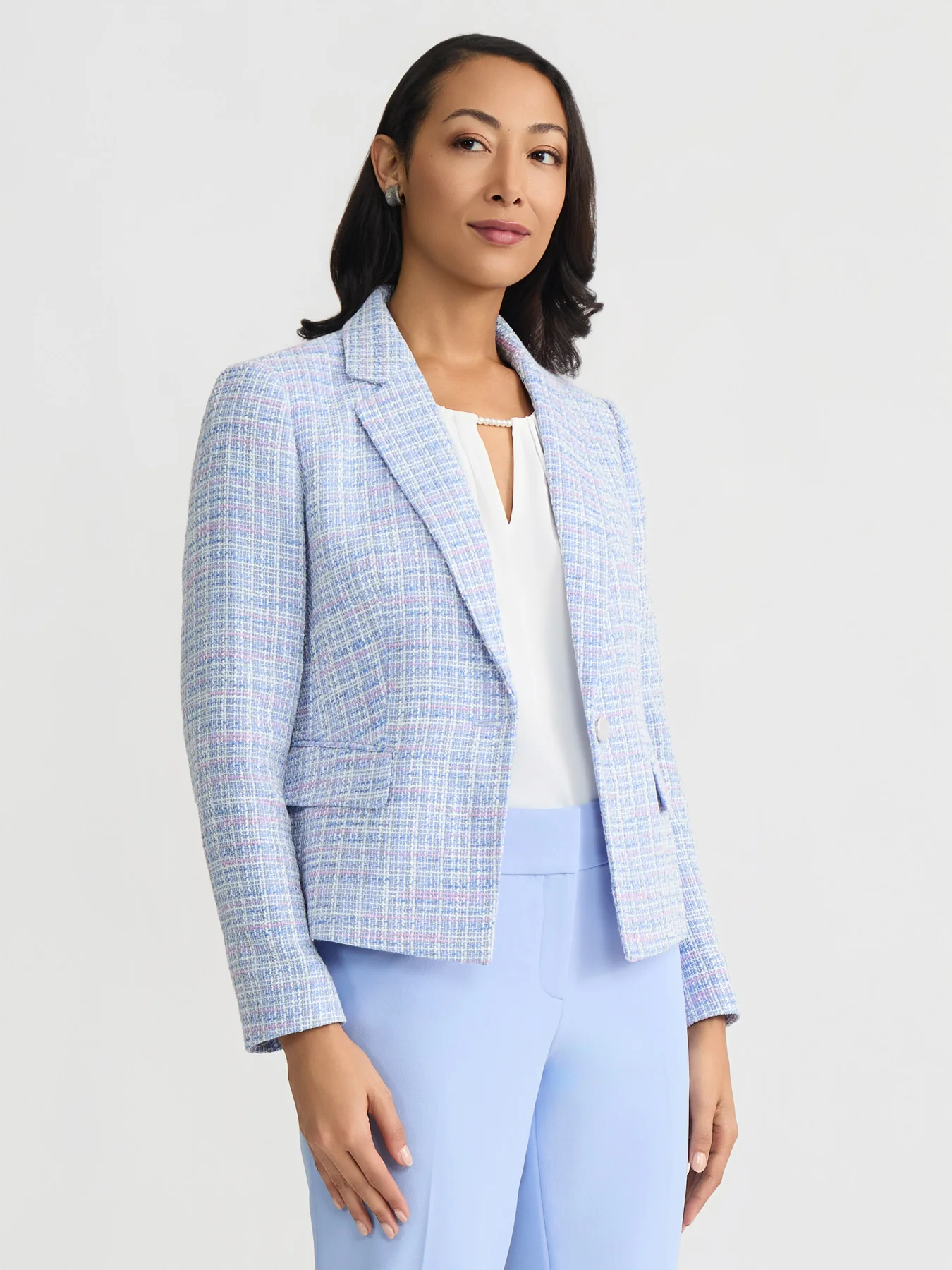 Asymmetrical Tweed Knit Jacket - Image 2