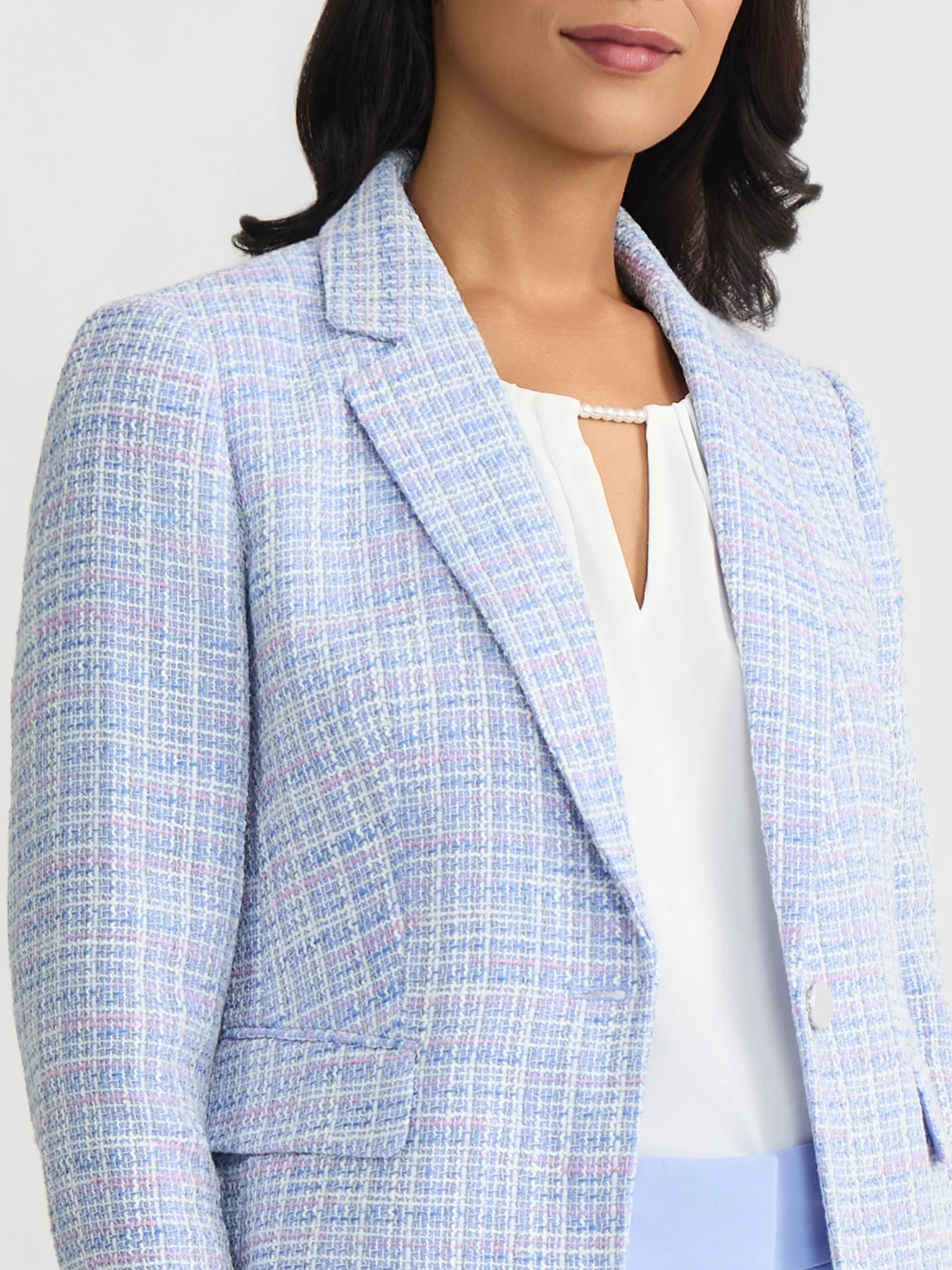 Asymmetrical Tweed Knit Jacket - Image 4