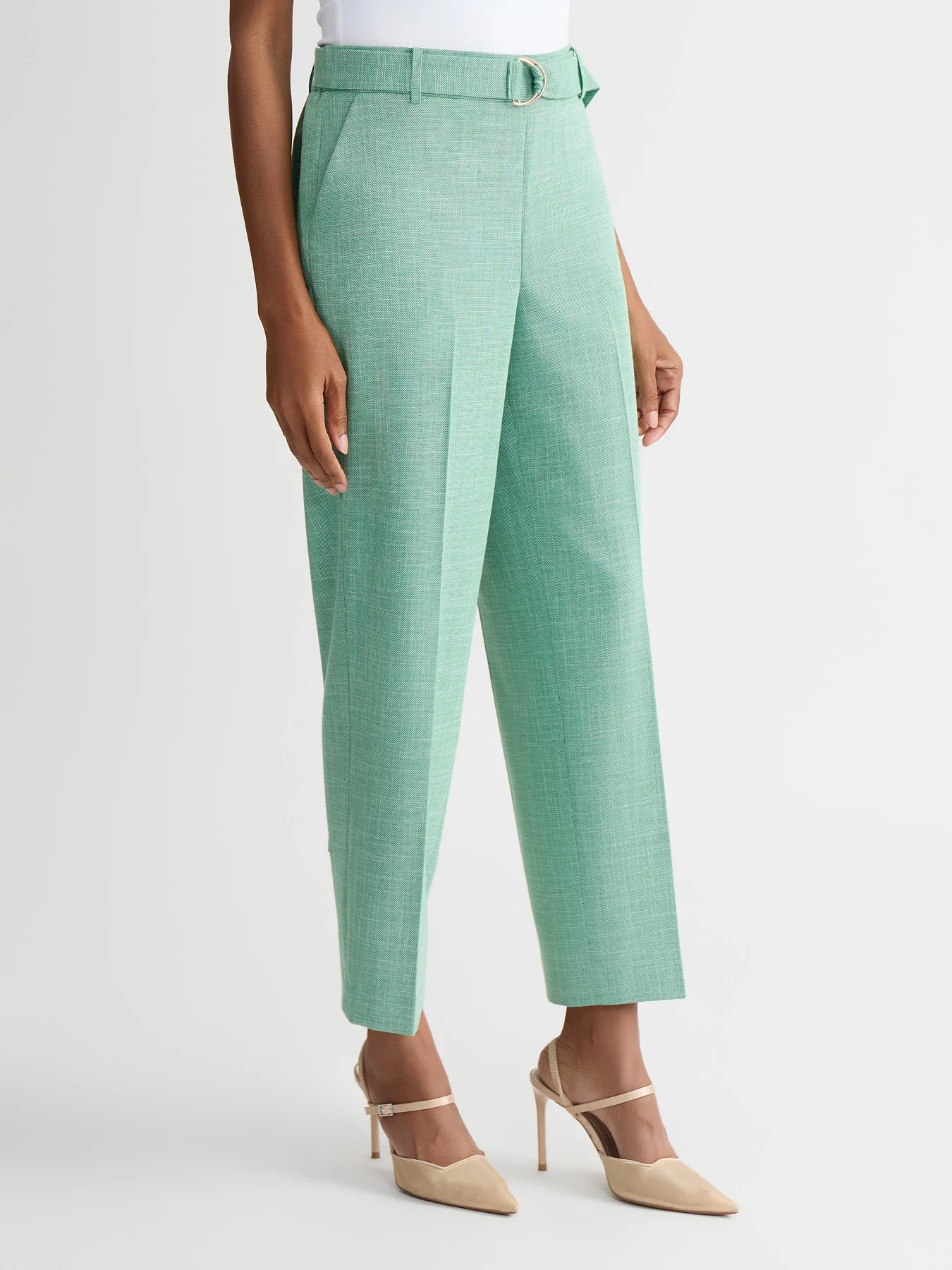 Audrey Belted Pull-On Straight Ankle Pants - Image 3