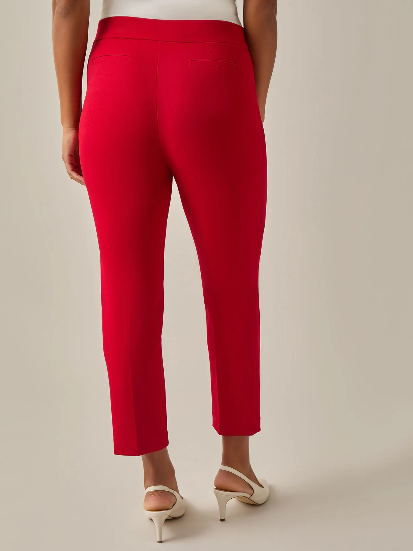 Audrey Pull-On Straight Ankle Pants, Crimson - Image 3