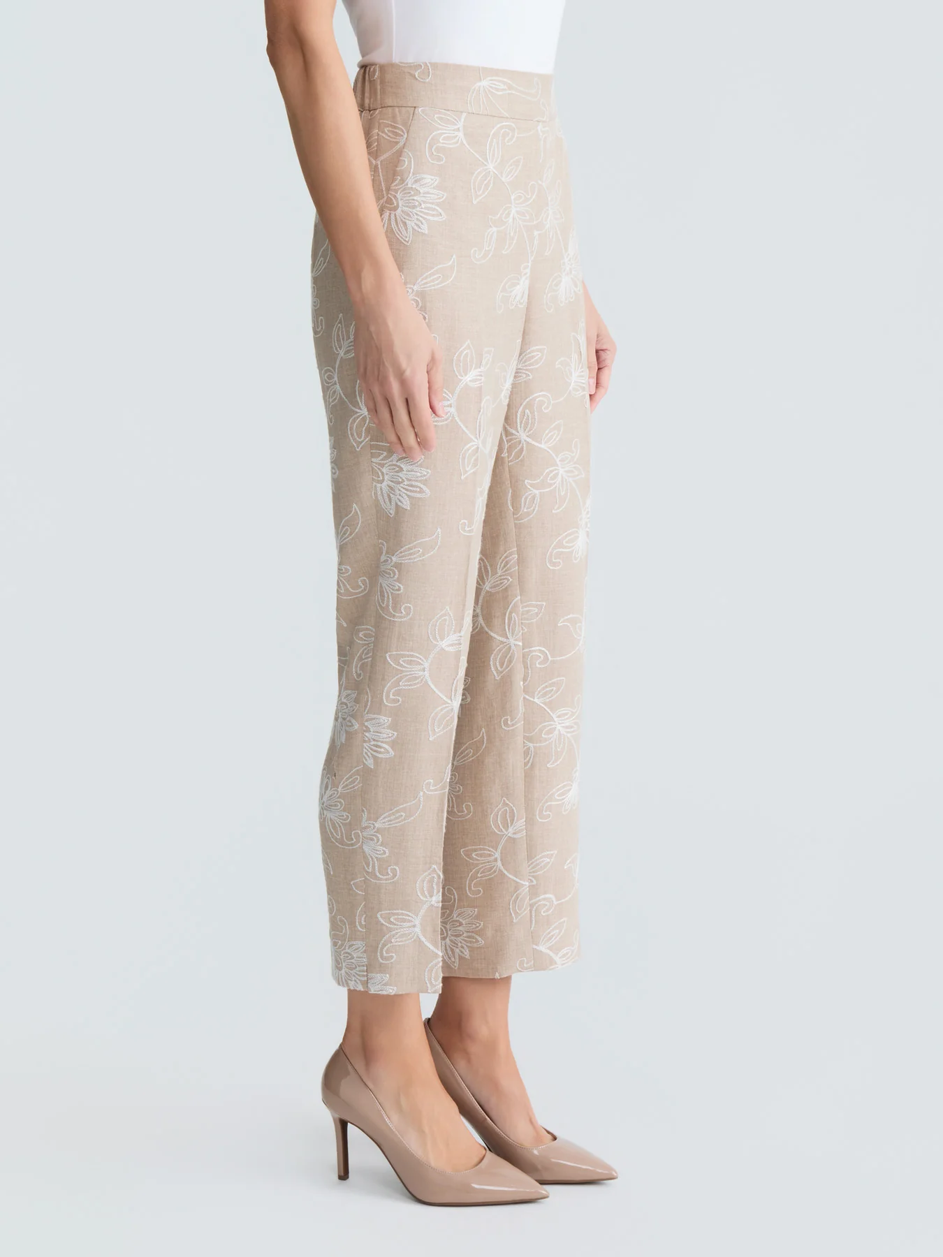 Plus Audrey Pull-On Straight Ankle Pants, Embroidered - Image 3