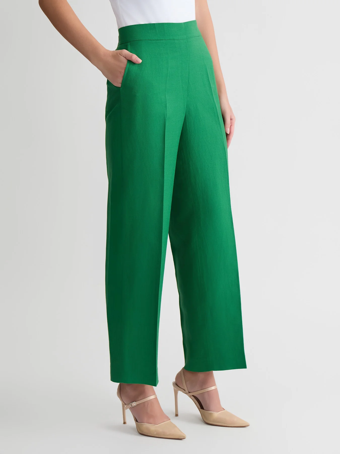 Audrey Pull-On Wide Leg Pants, Linen - Image 3