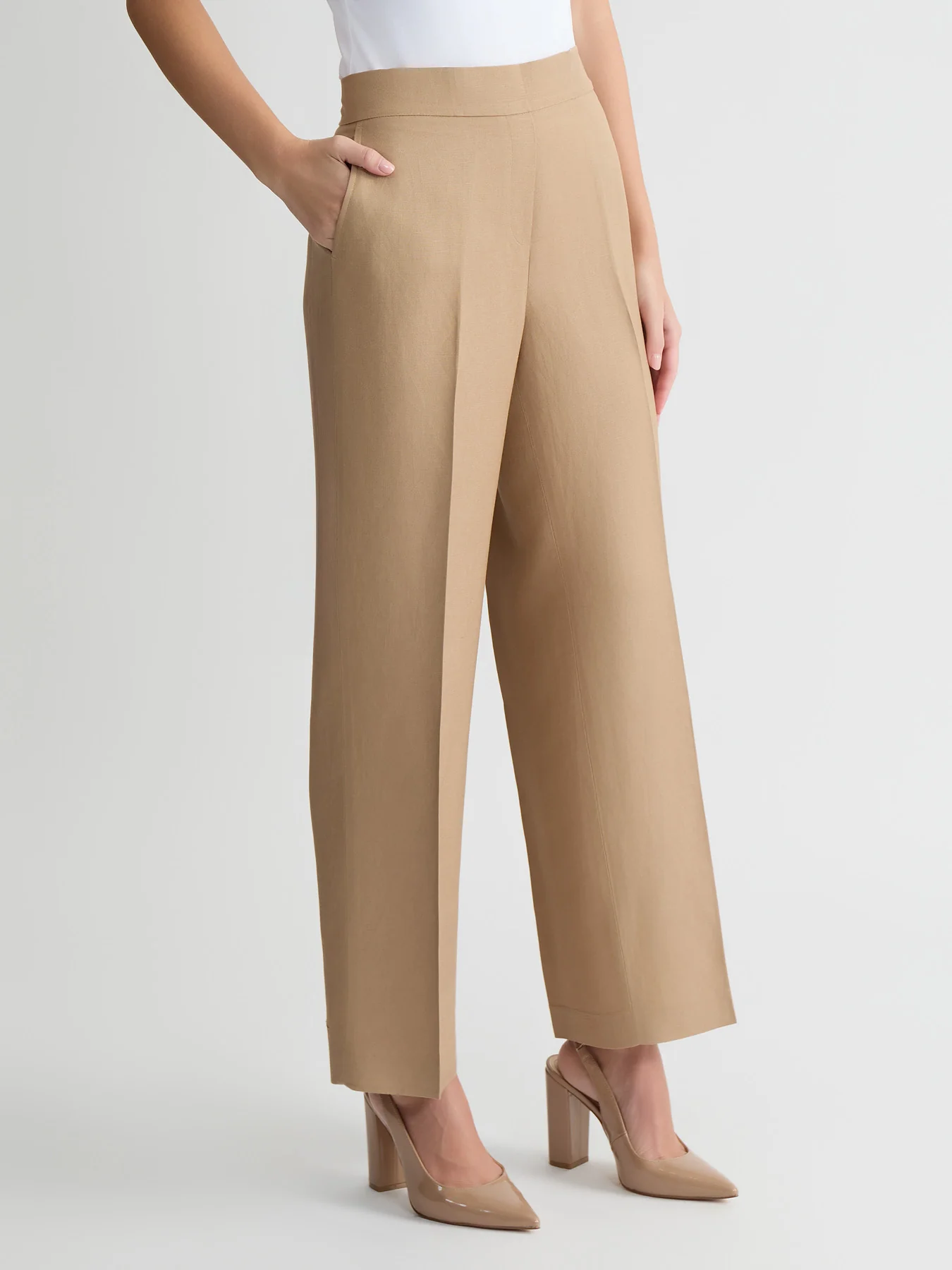 Audrey Pull-On Wide Leg Pants, Linen - Image 3