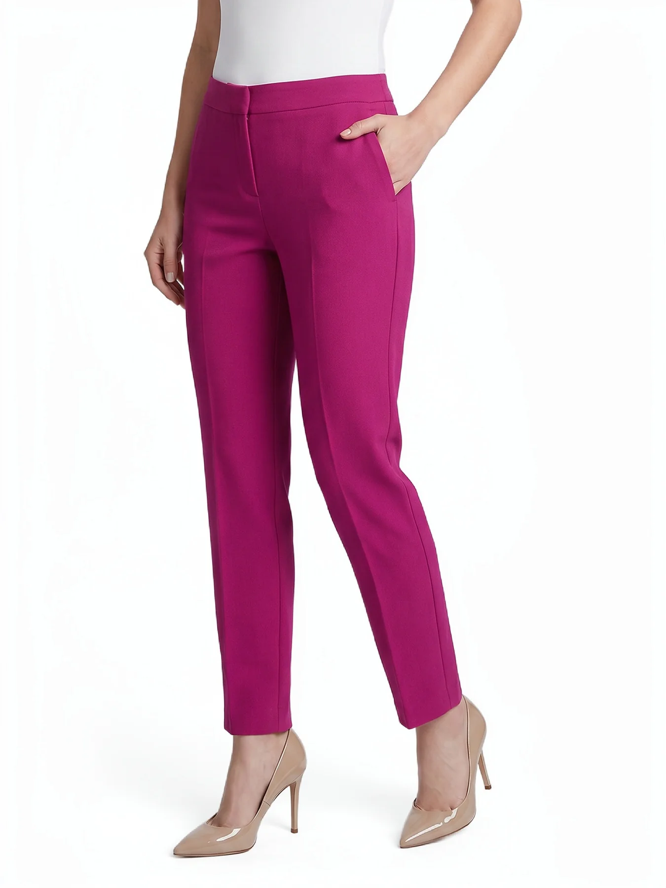 Ava Slim Leg Pants, Stretch Crepe - Image 3