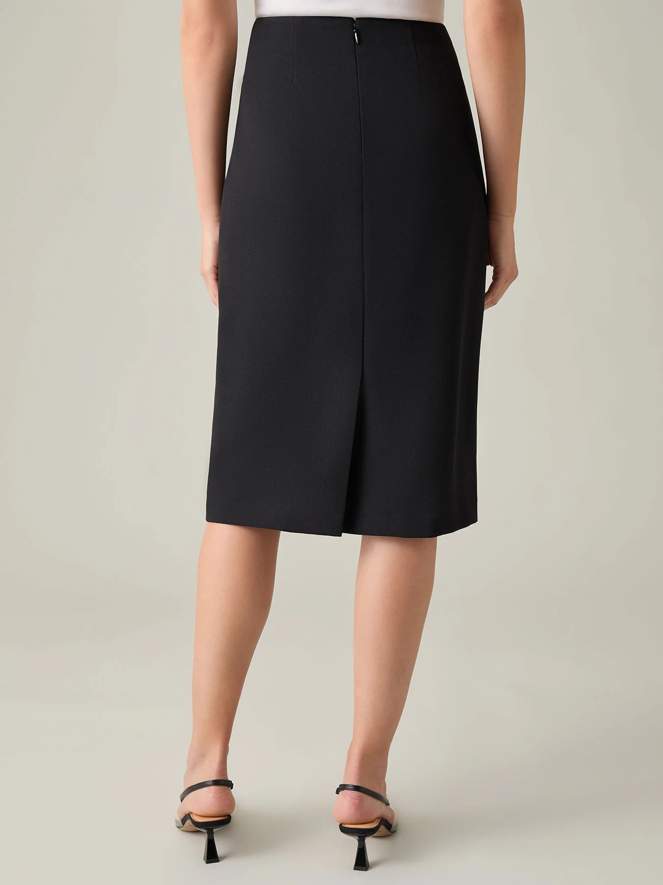 Below Knee Pencil Skirt, Stretch Crepe - Image 3