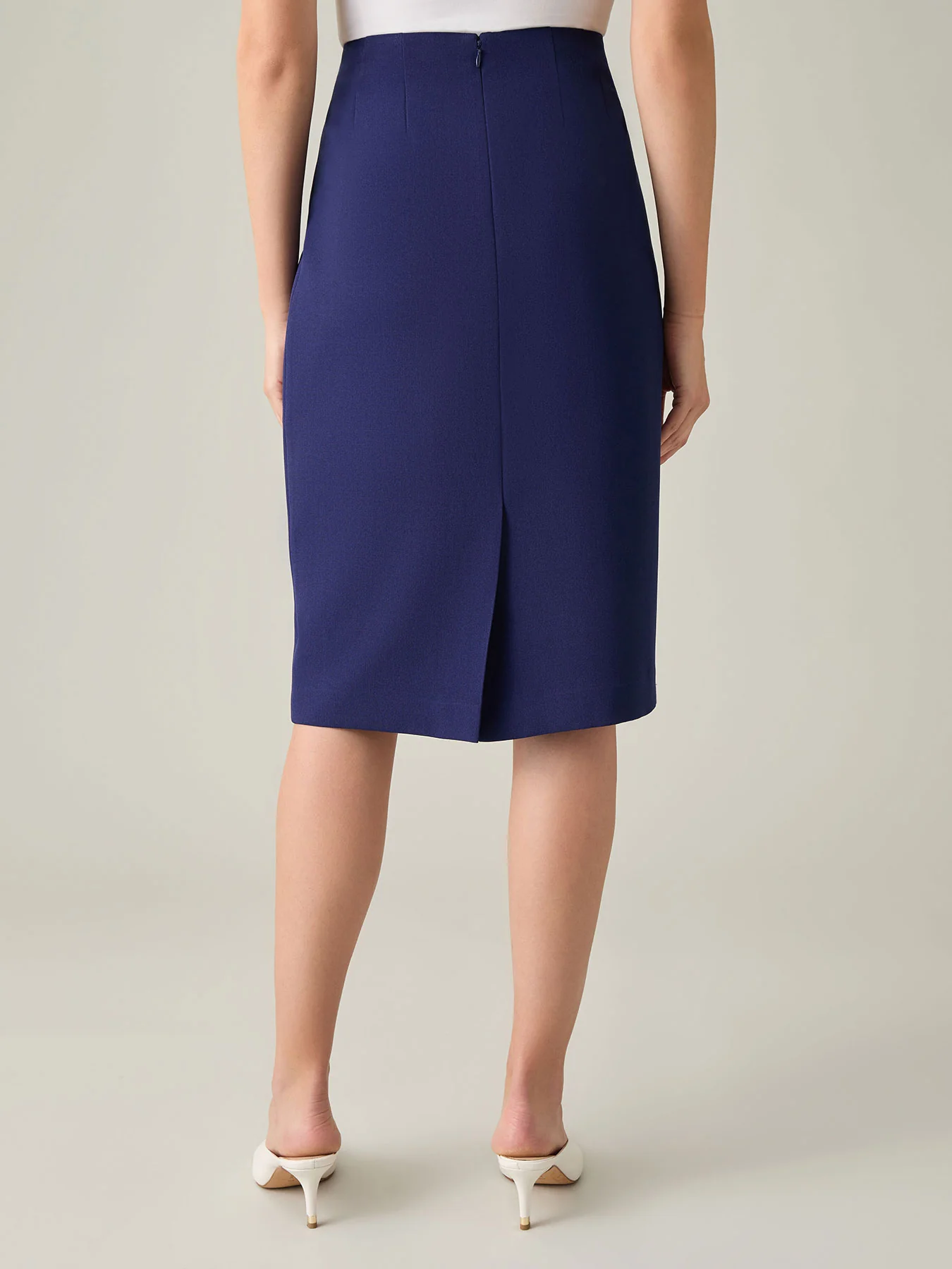 Below Knee Pencil Skirt, Stretch Crepe - Image 3