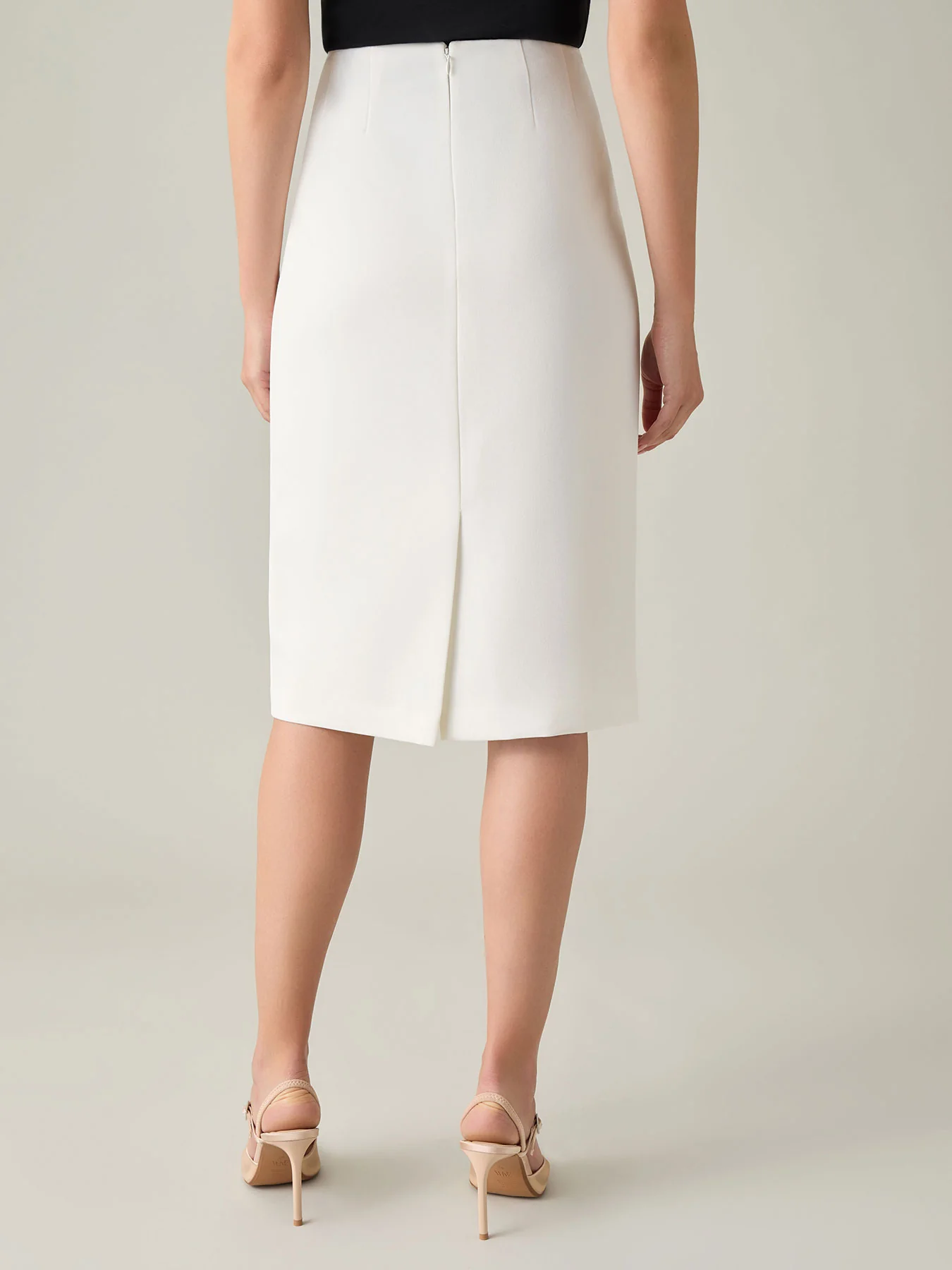 Below Knee Pencil Skirt, Stretch Crepe - Image 3
