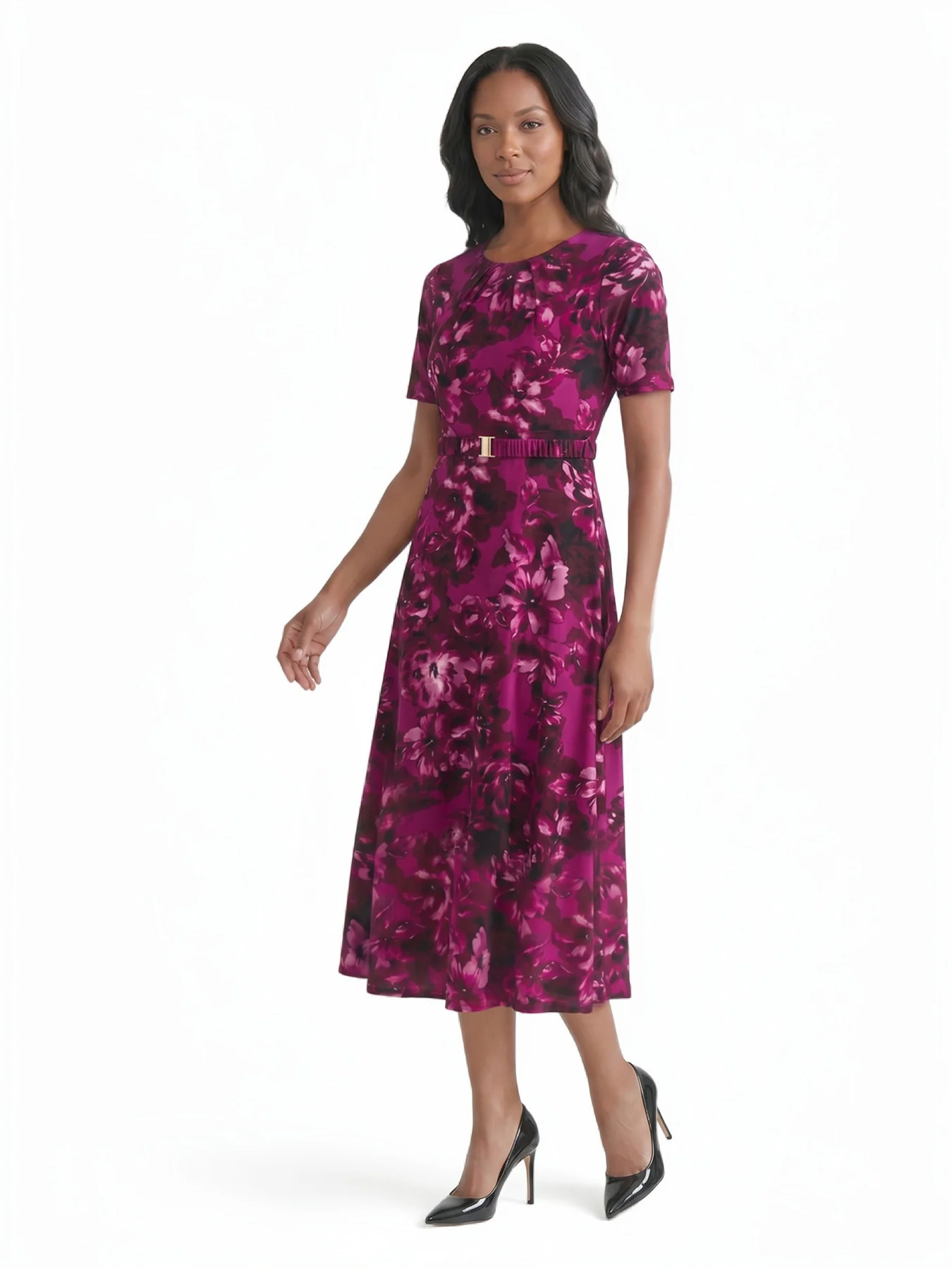 Belted Fit-and-Flare Dress, Everyday Knit - Image 3
