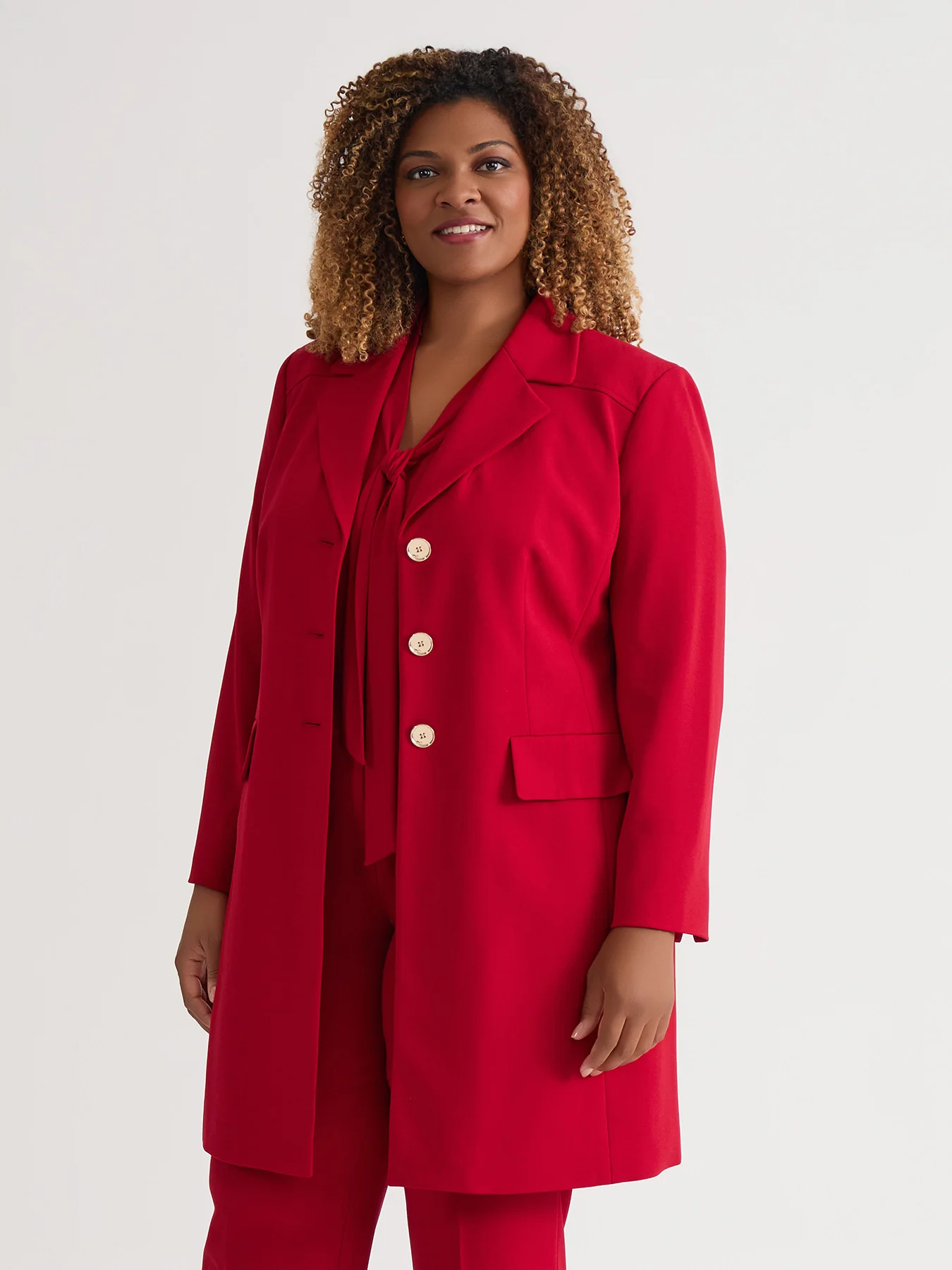 Belted Trench Coat, Crimson - Image 3