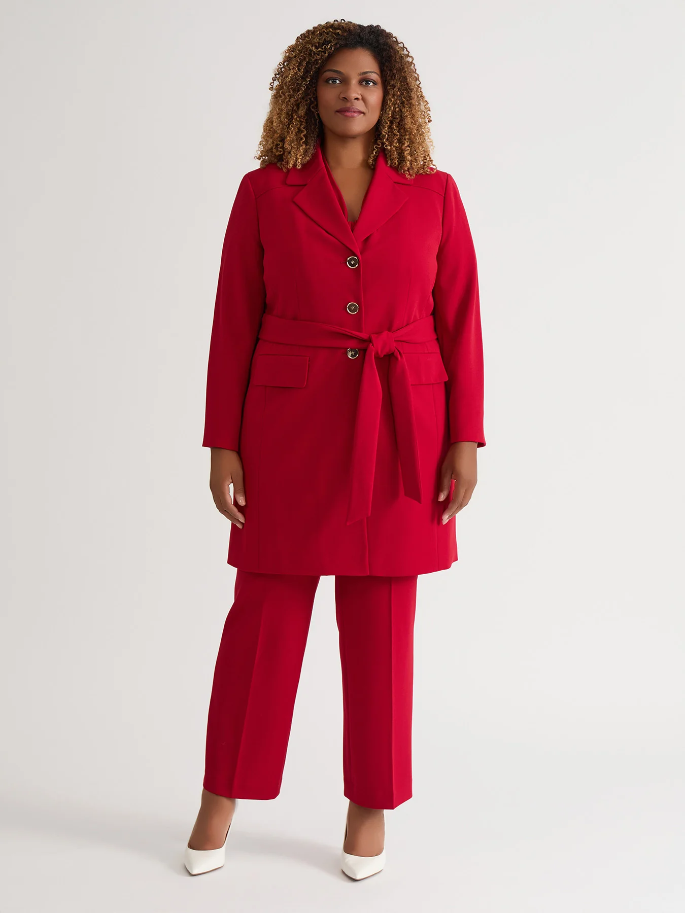Belted Trench Coat, Crimson - Image 6