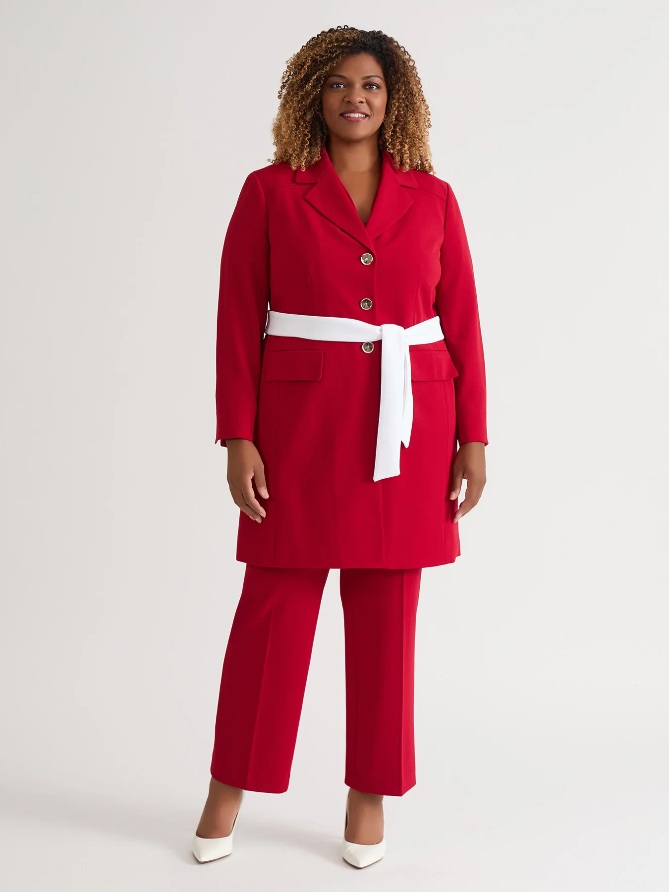 Belted Trench Coat, Crimson - Image 7
