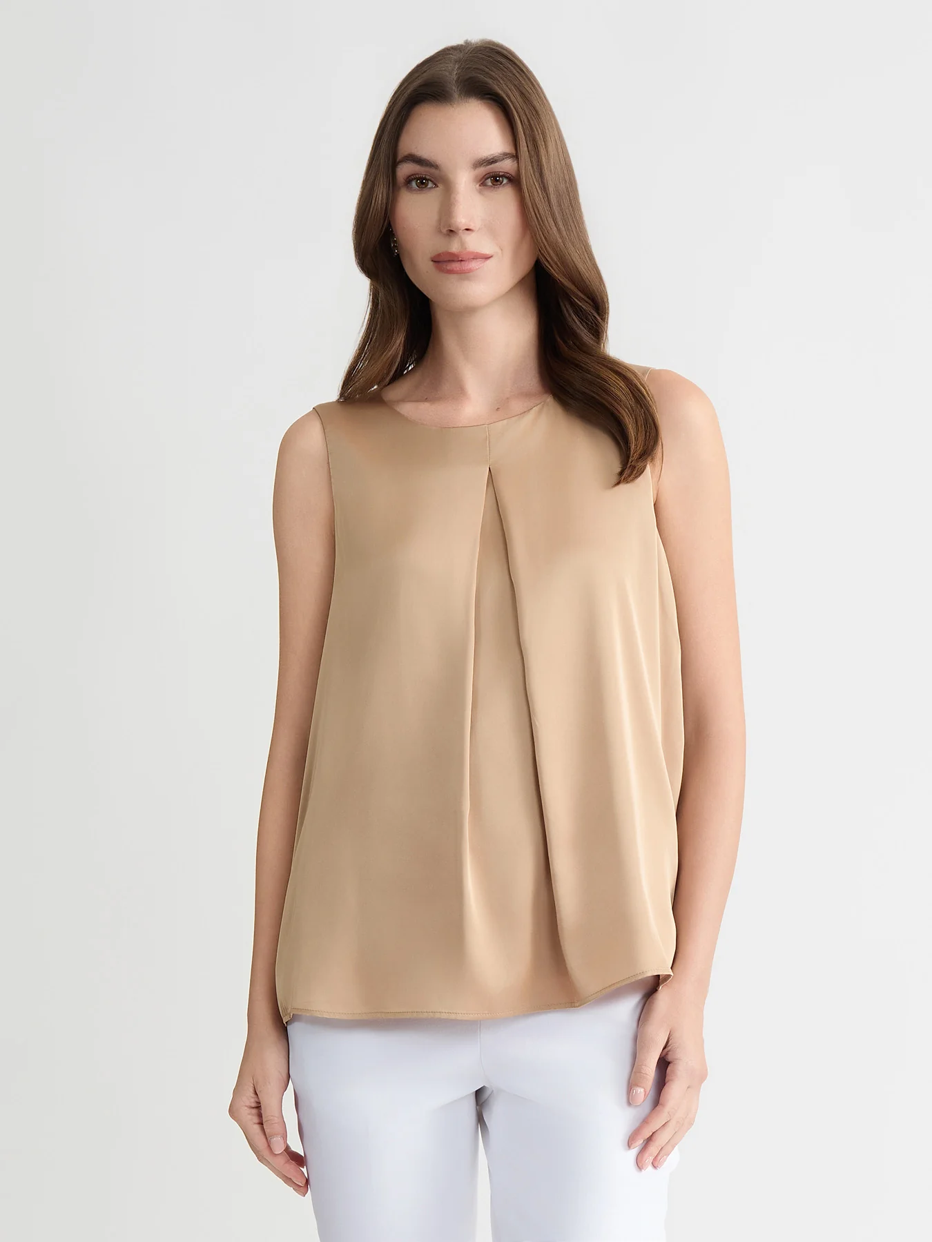 Box Pleat Sleeveless Blouse