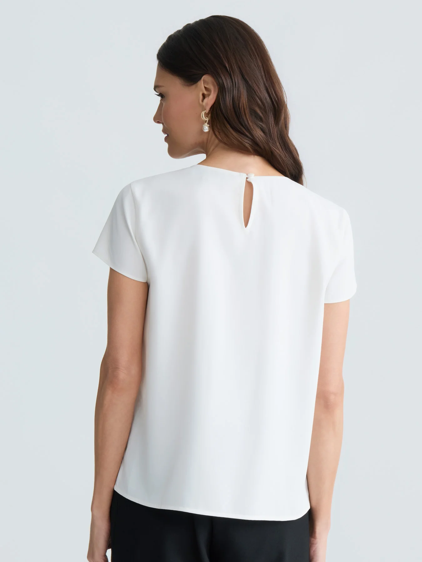 Cap Sleeve Pleat Neck Blouse - Image 2