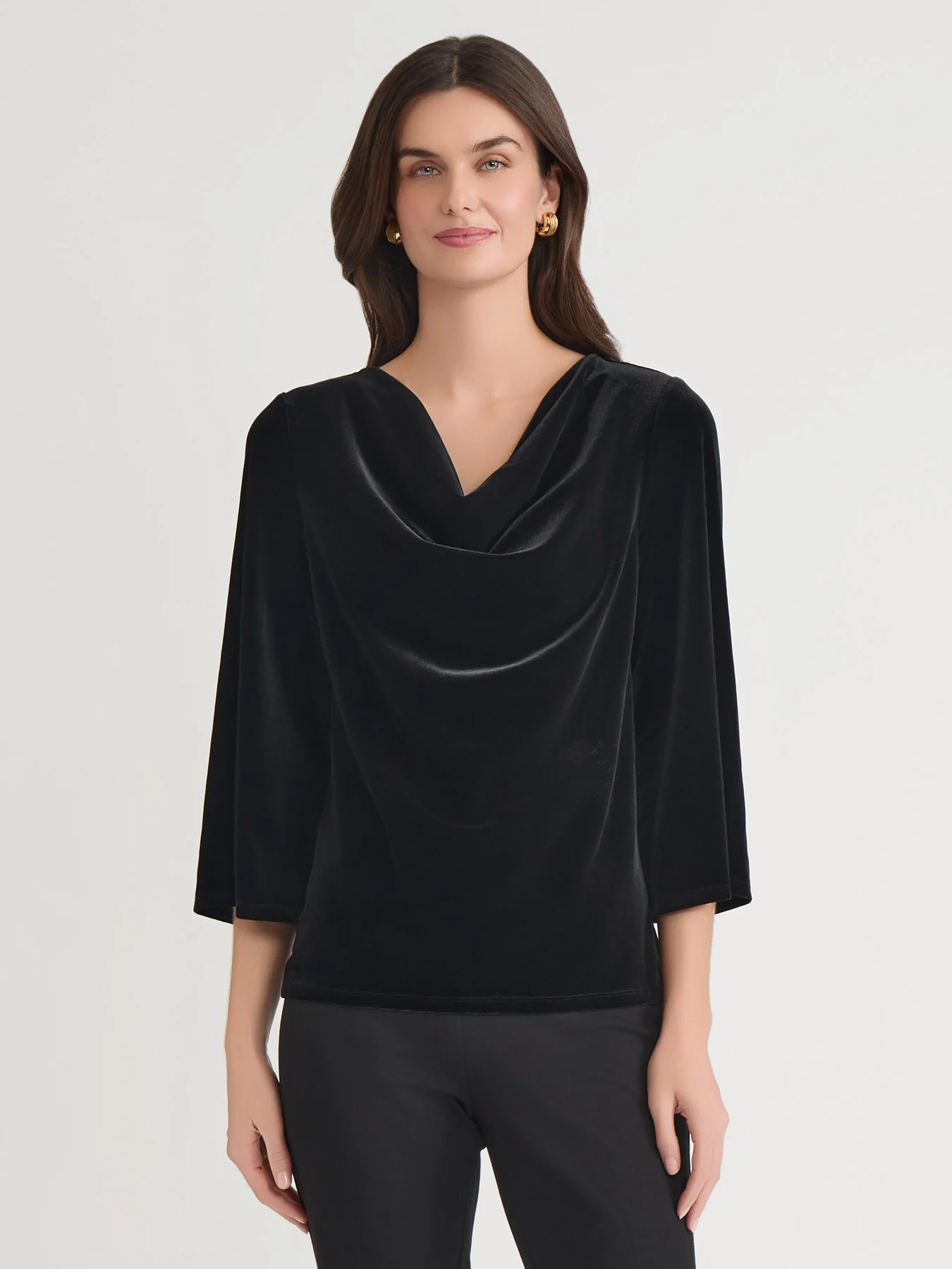 Cowl Neck Bell Sleeve Top, Velvet