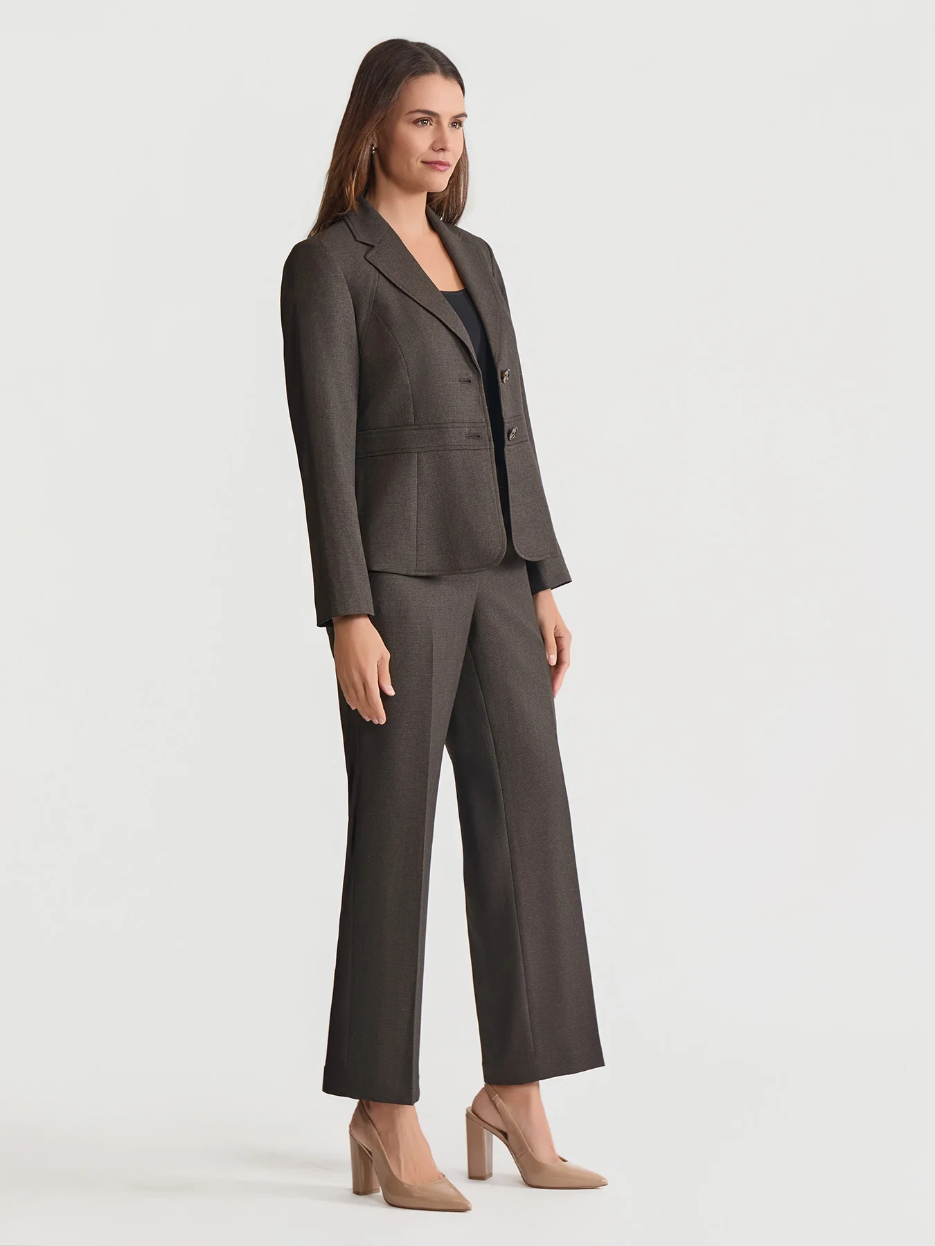 Crosshatch Two Button Blazer & Wide Leg Trouser - Image 3