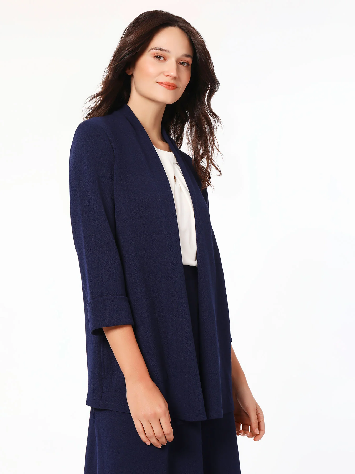 Cuffed Cardigan, Stretch Crosshatch - Image 2
