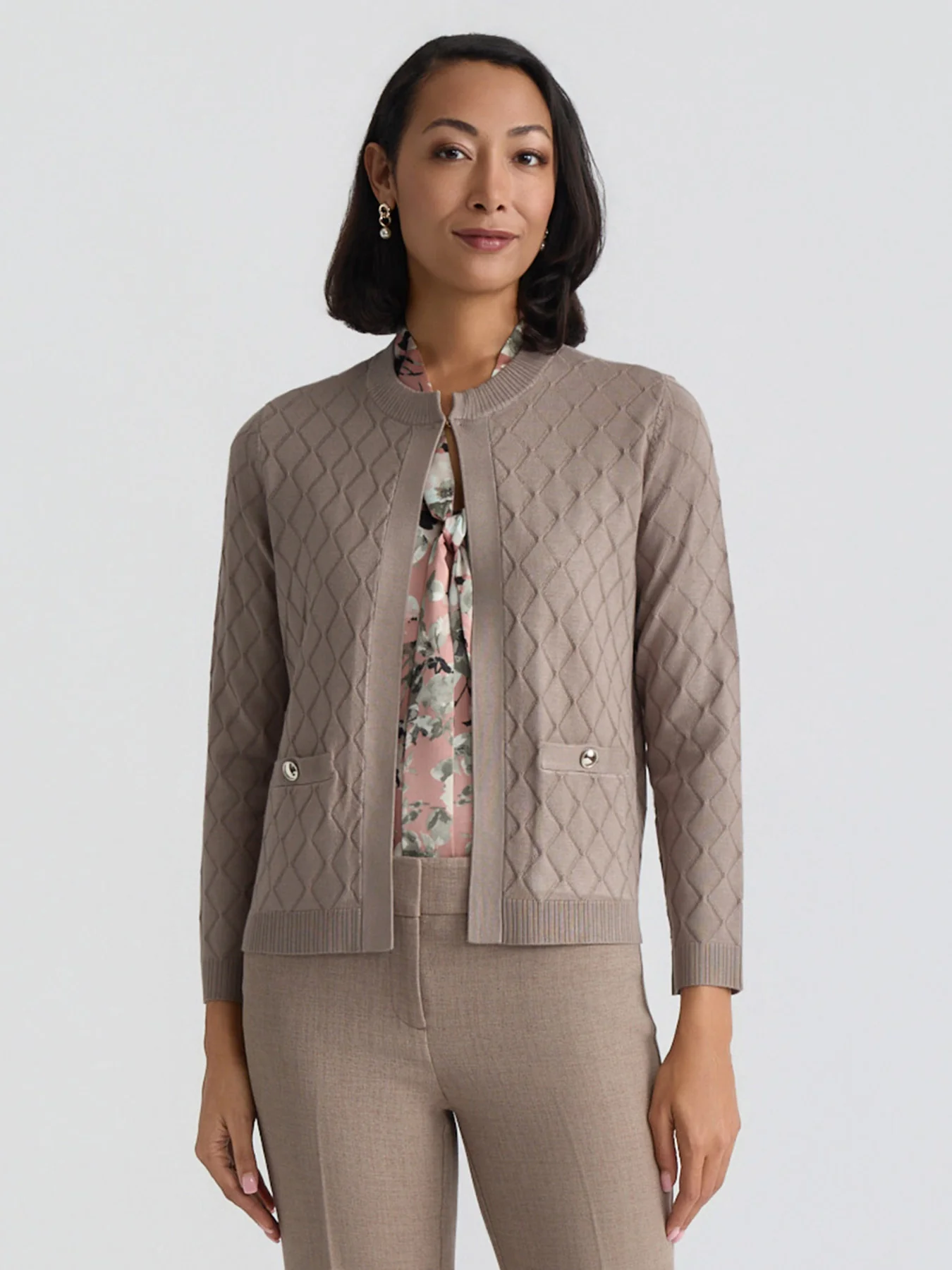 Petite Diamond Stitch Cardigan