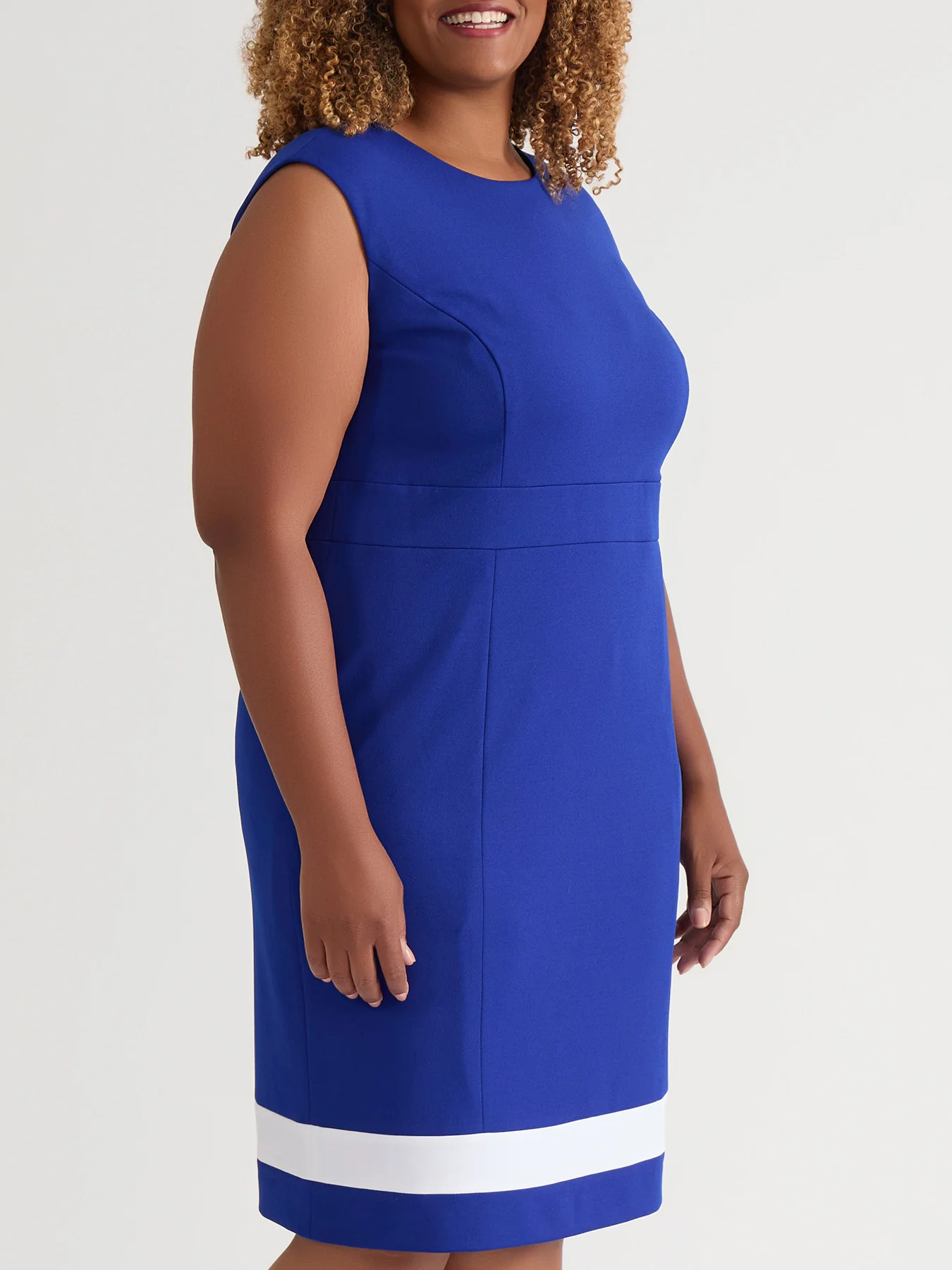 Extended Cap Sleeve Dress, Royal Signature/White - Image 3
