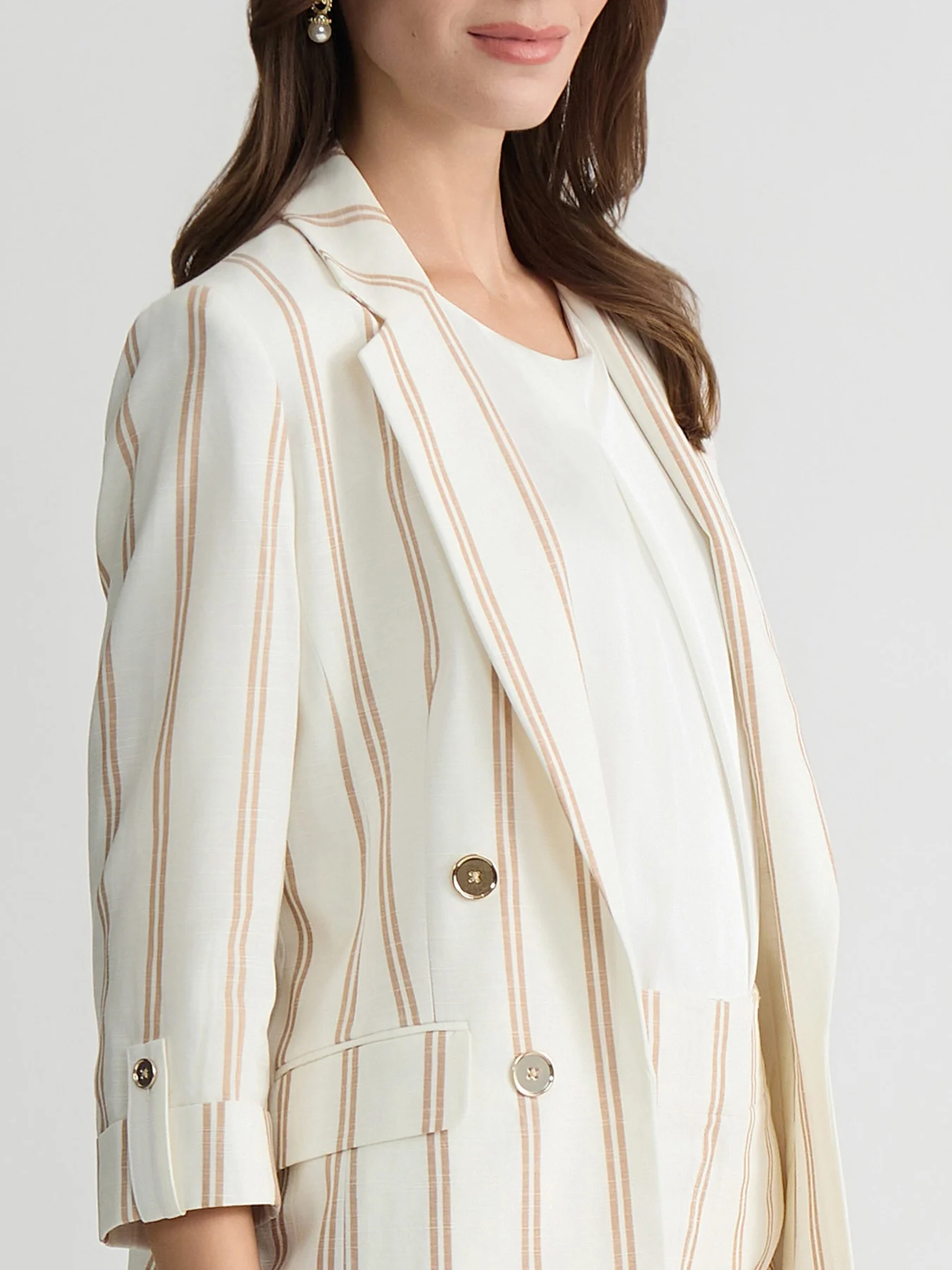 Faux Double Breasted Jacket, Pinstripe - Image 5
