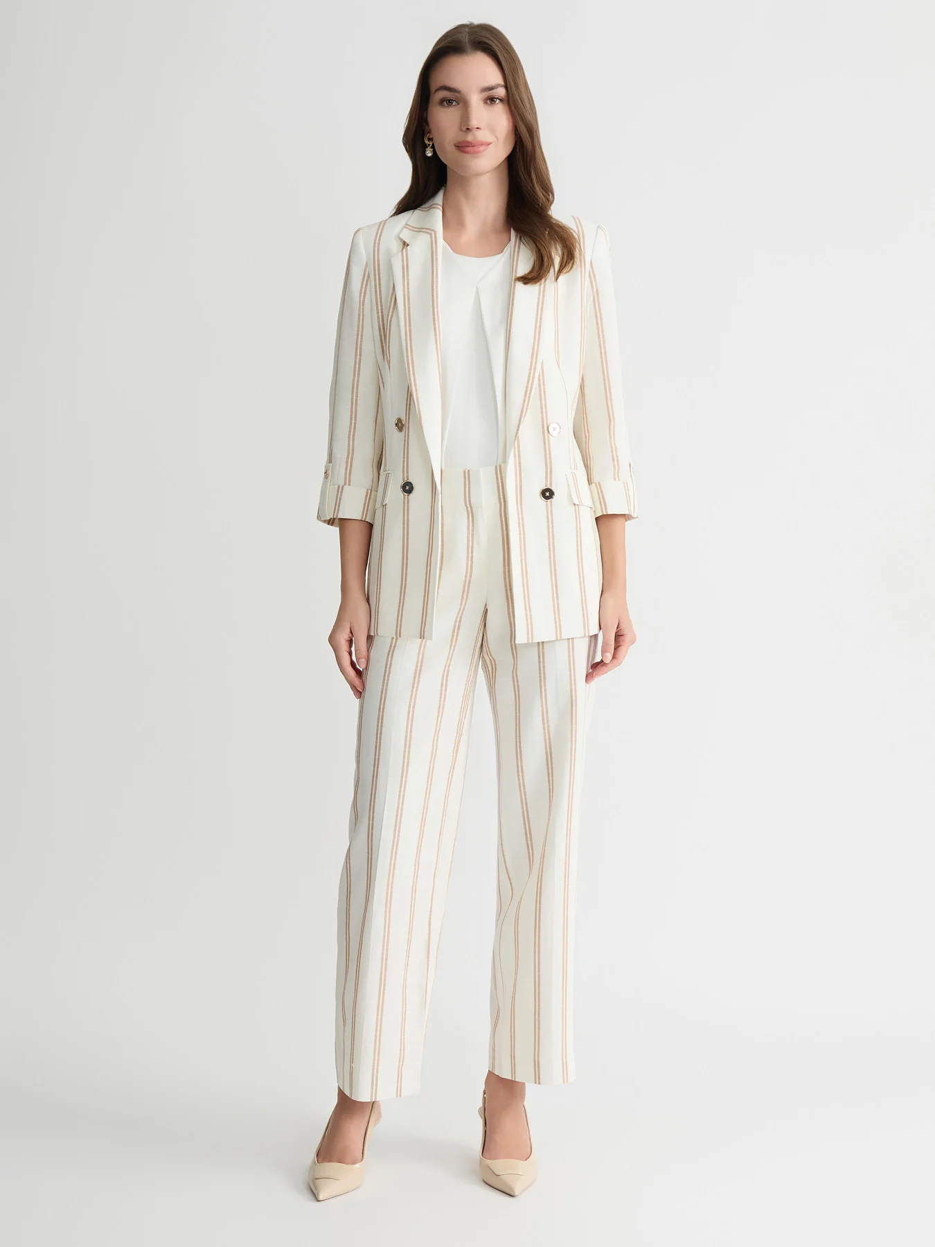 Faux Double Breasted Jacket, Pinstripe - Image 6