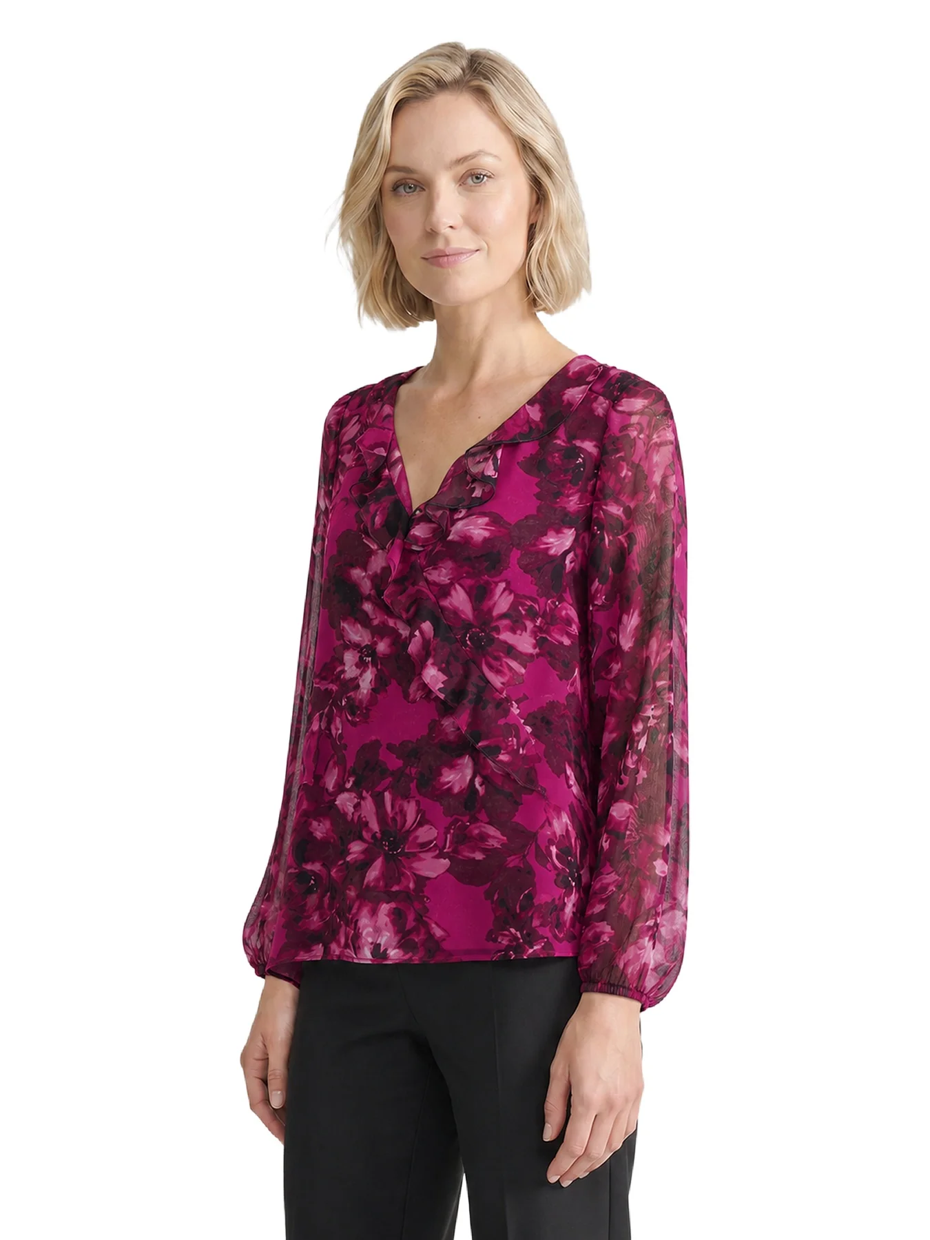 Faux Wrap Ruffle Blouse - Image 3