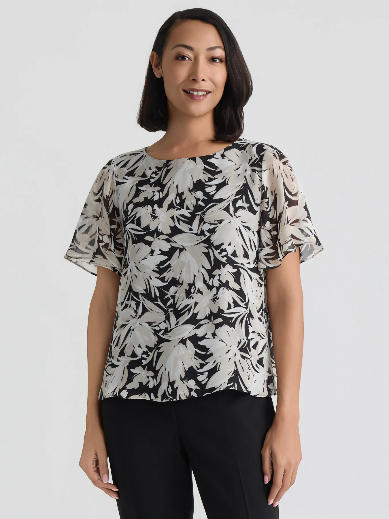 Flared Short Sleeve Blouse