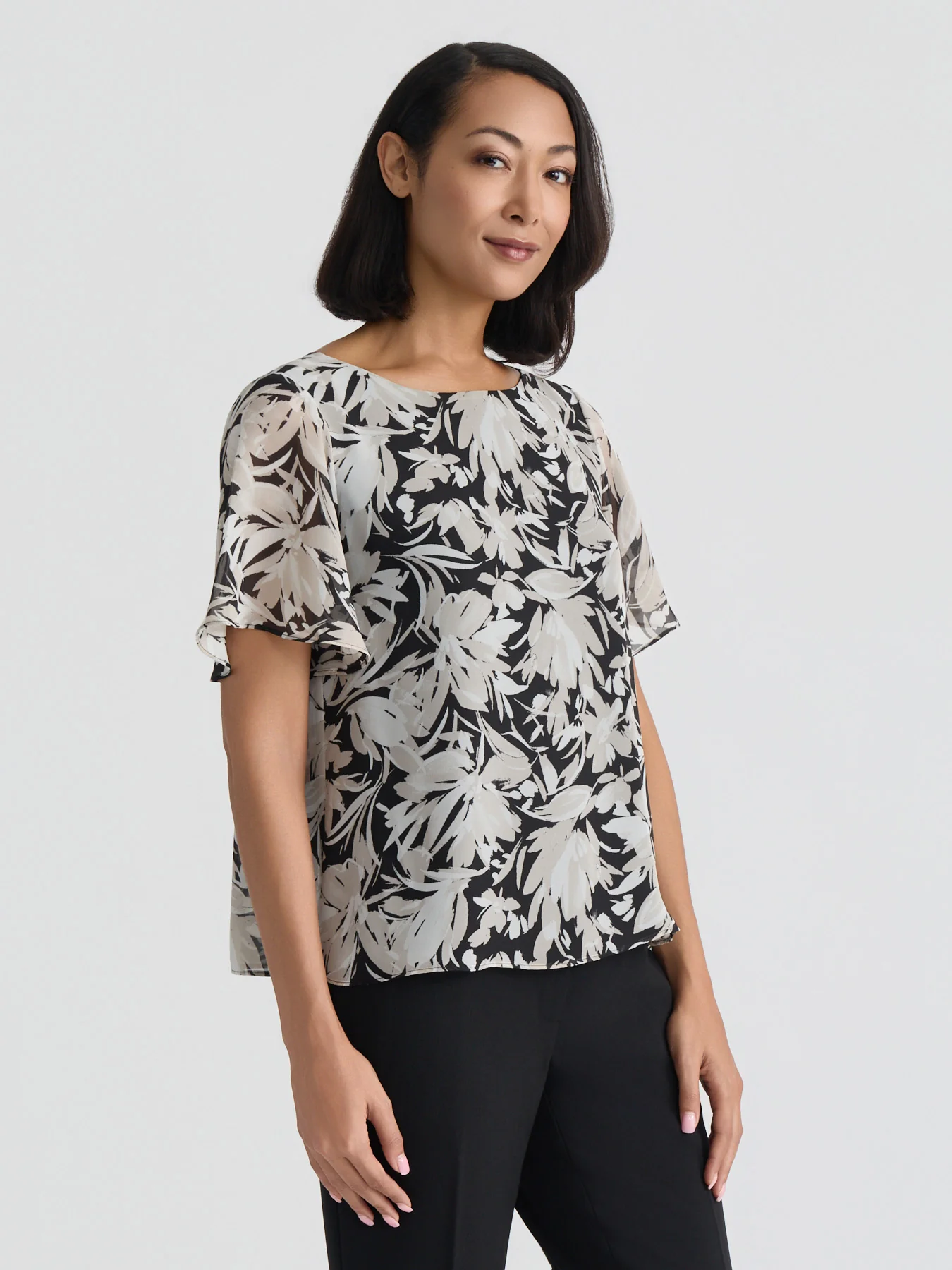 Flared Short Sleeve Blouse - Image 3
