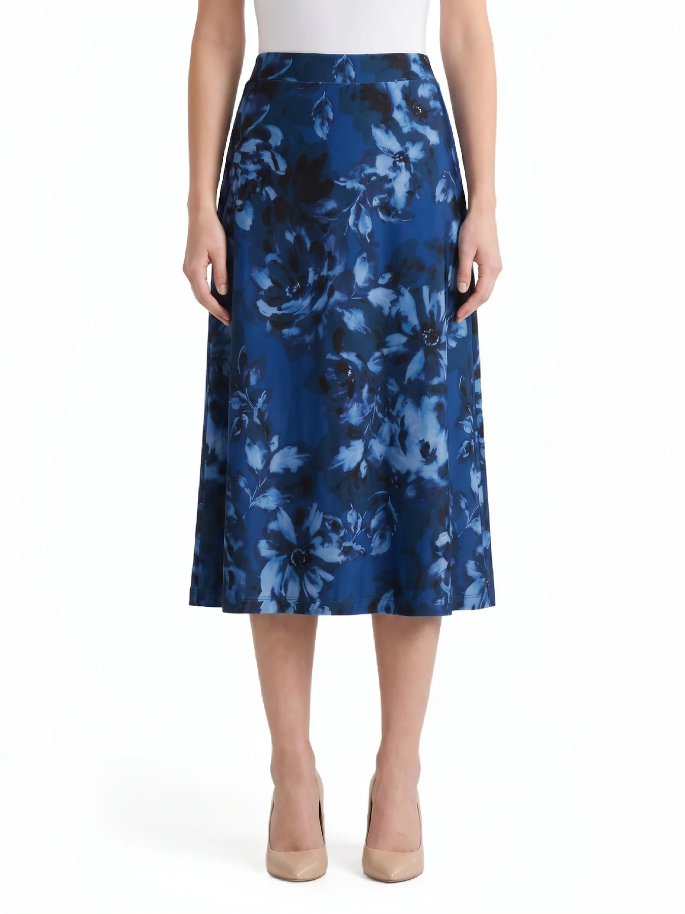 Floral Flared Midi Skirt