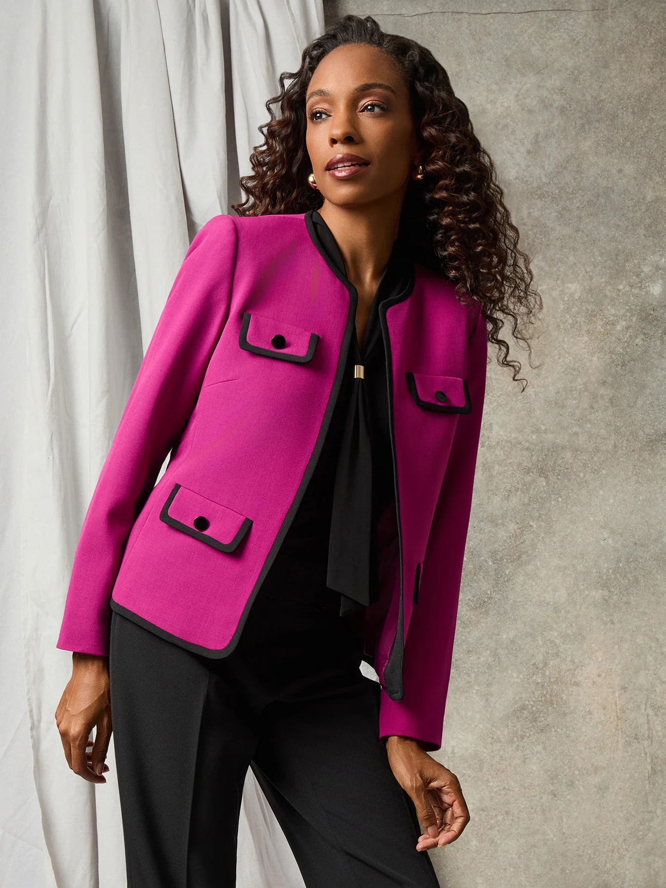 Plus Four Pocket Collarless Jacket - Image 8
