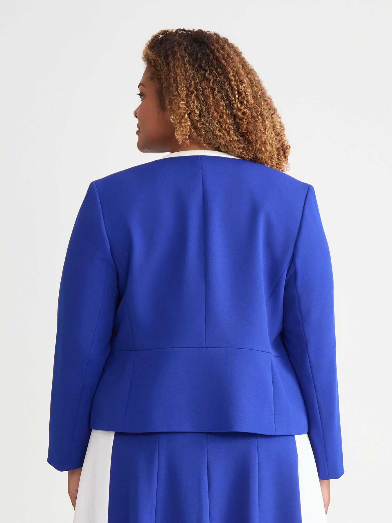 Framed Collarless Jacket, Royal Signature/White - Image 5