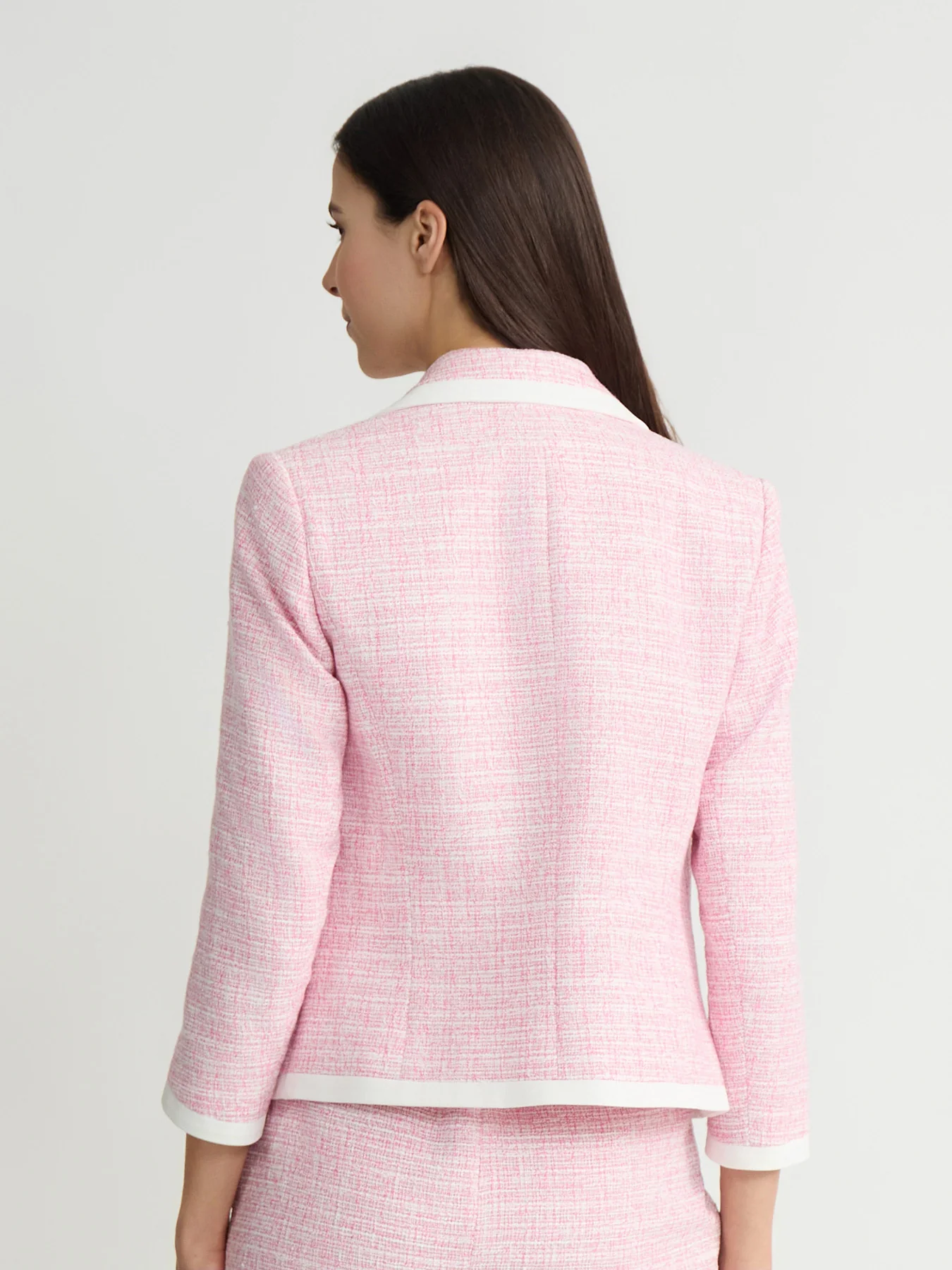 Framed Notch Collar Jacket, Tweed Knit - Image 3