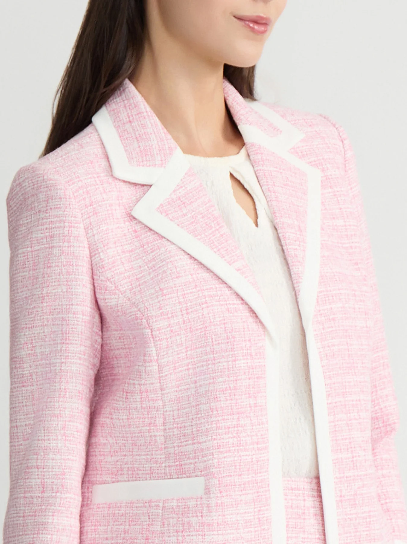 Framed Notch Collar Jacket, Tweed Knit - Image 4