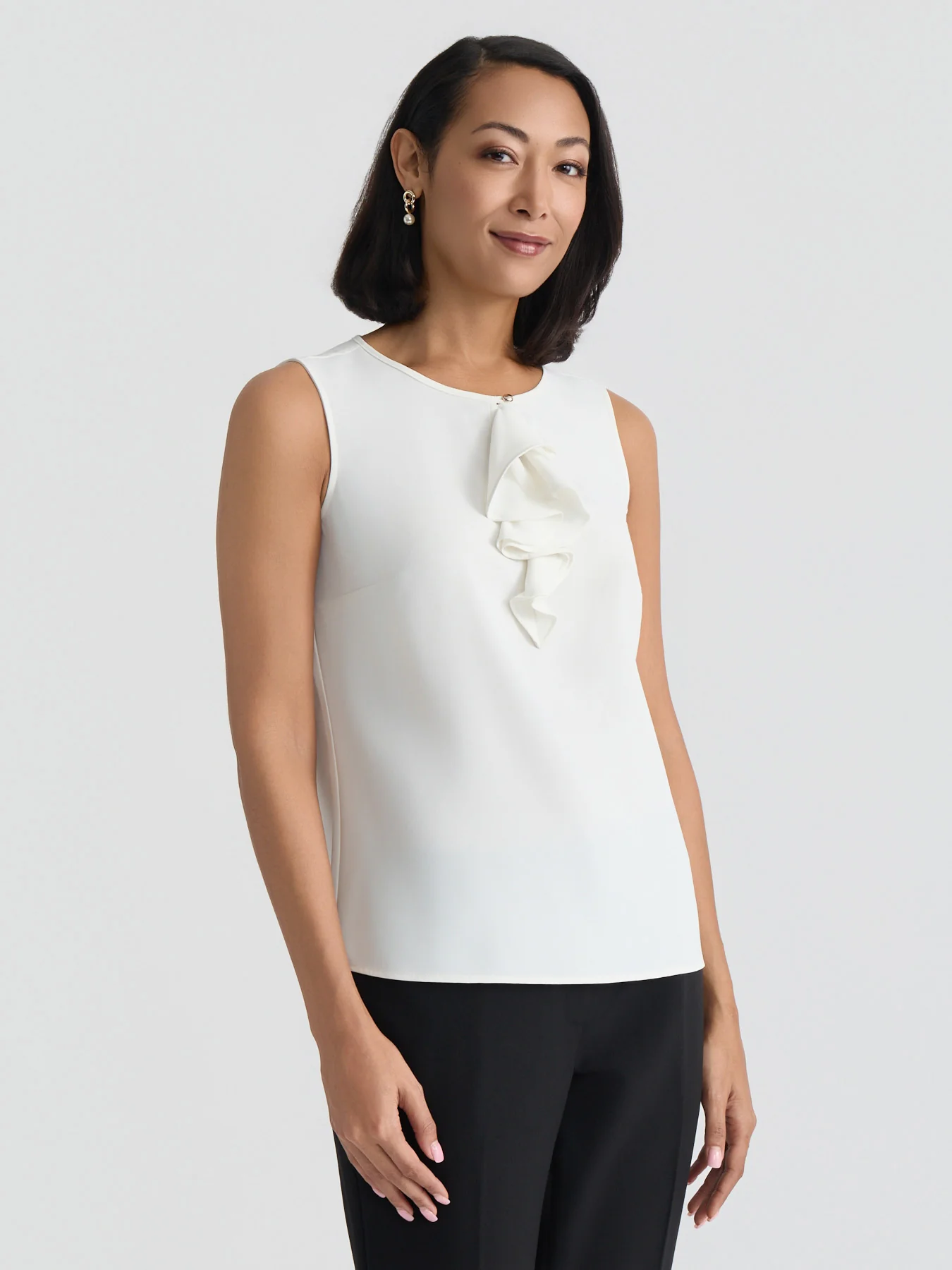 Jewel Neck Ruffle Blouse - Image 3