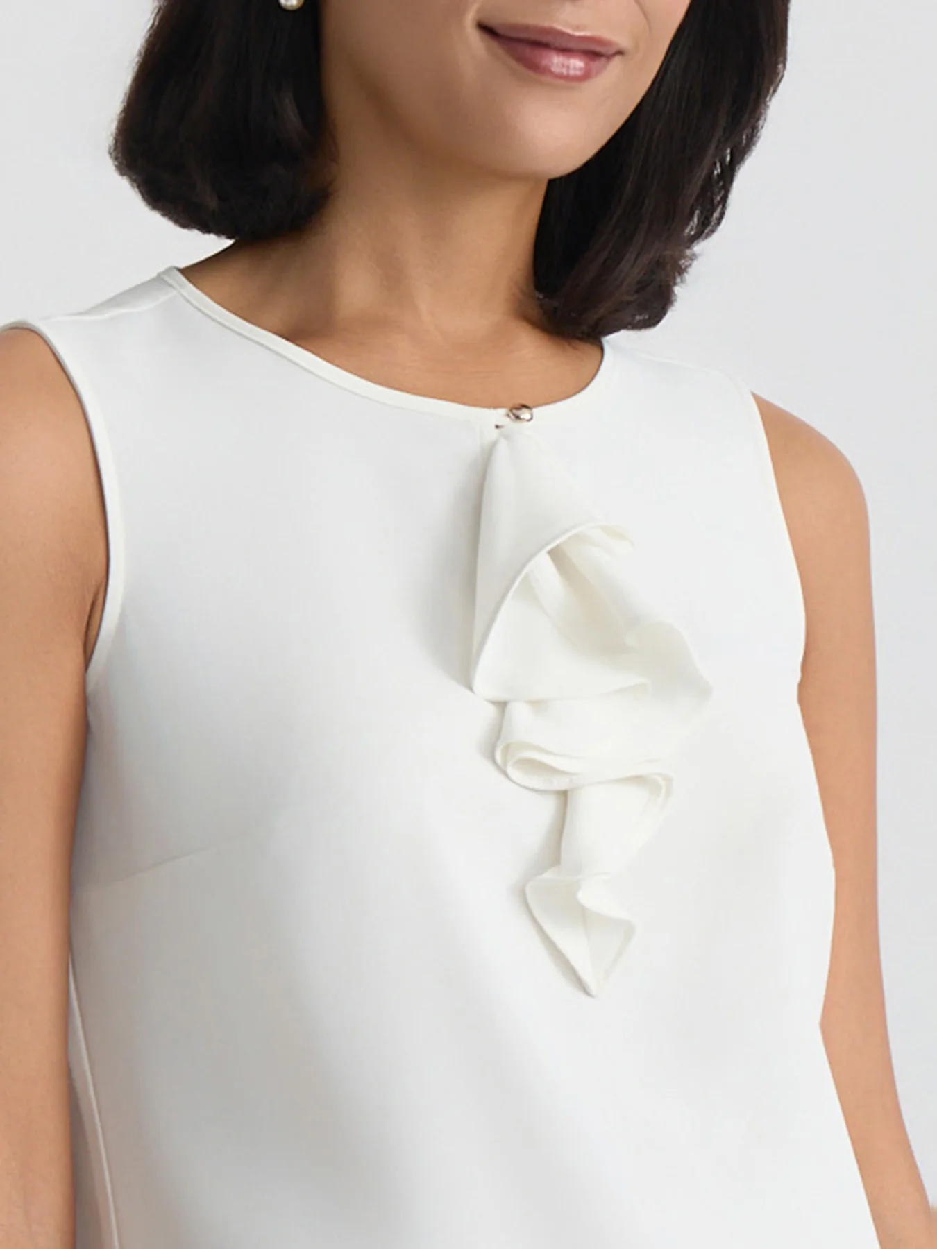 Jewel Neck Ruffle Blouse - Image 4