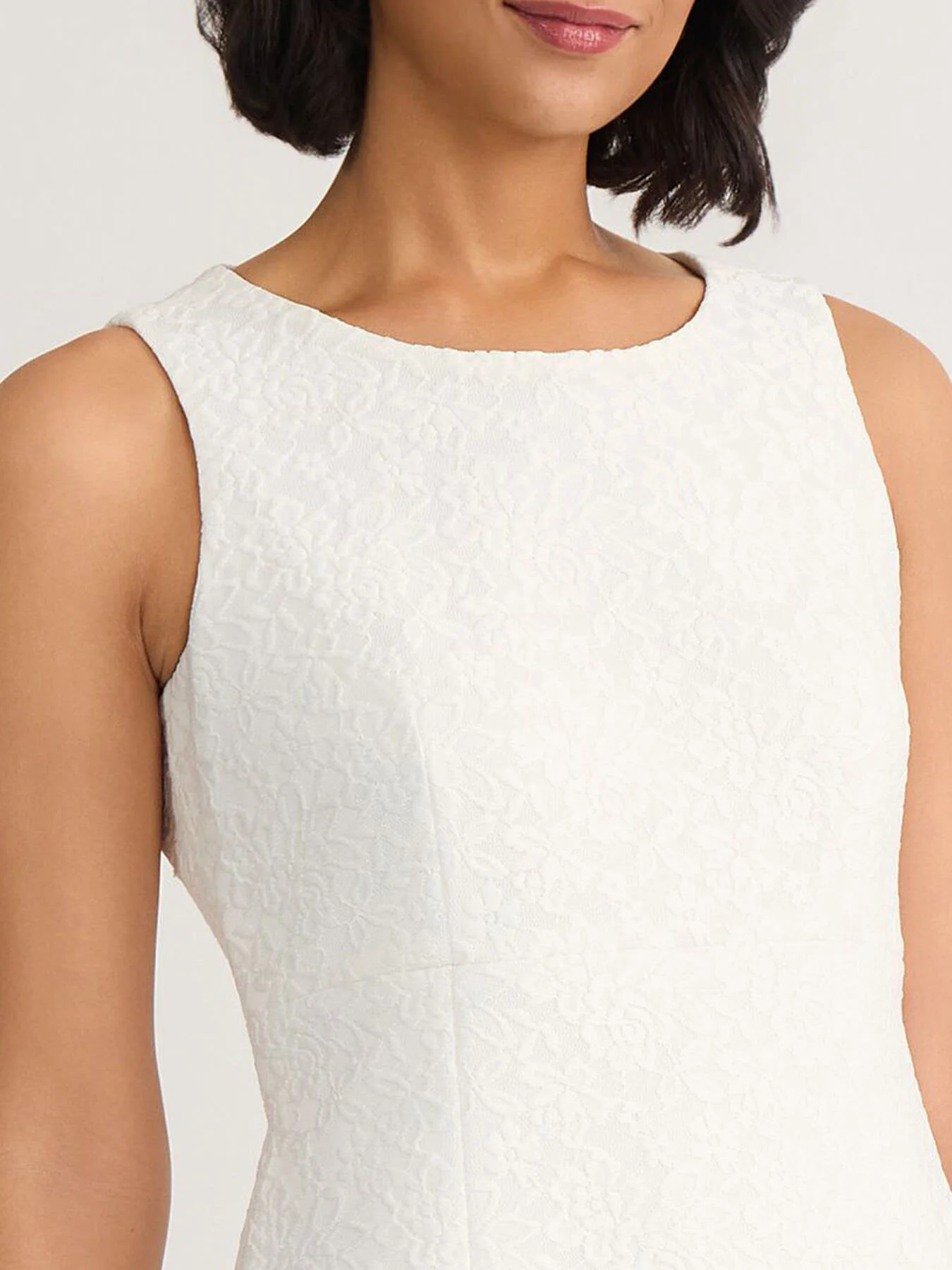 Jewel Neck Sheath Dress, Bonded Lace - Image 4