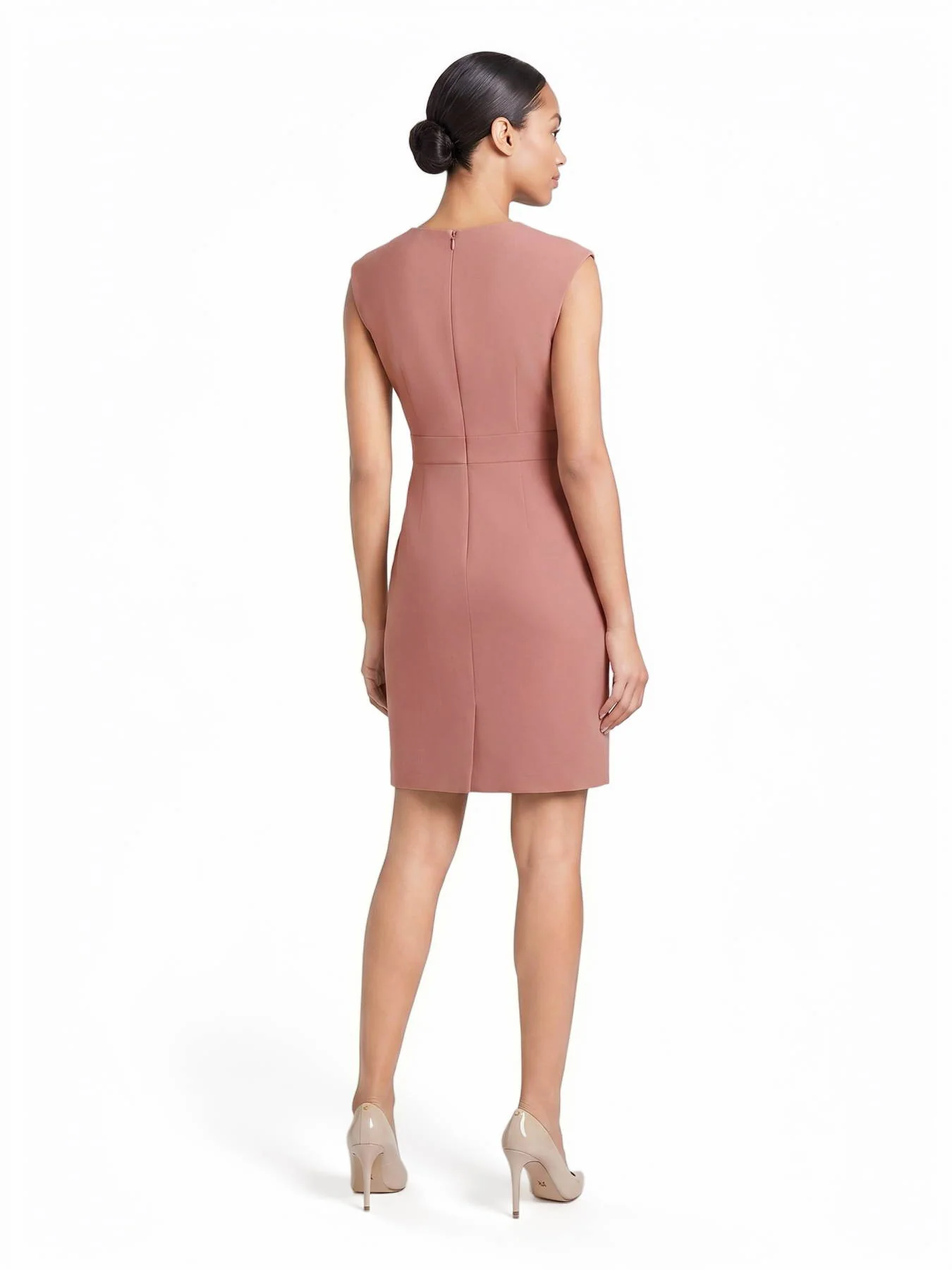 Plus Jewel Neck Waistband Sheath Dress, Stretch Crepe - Image 2