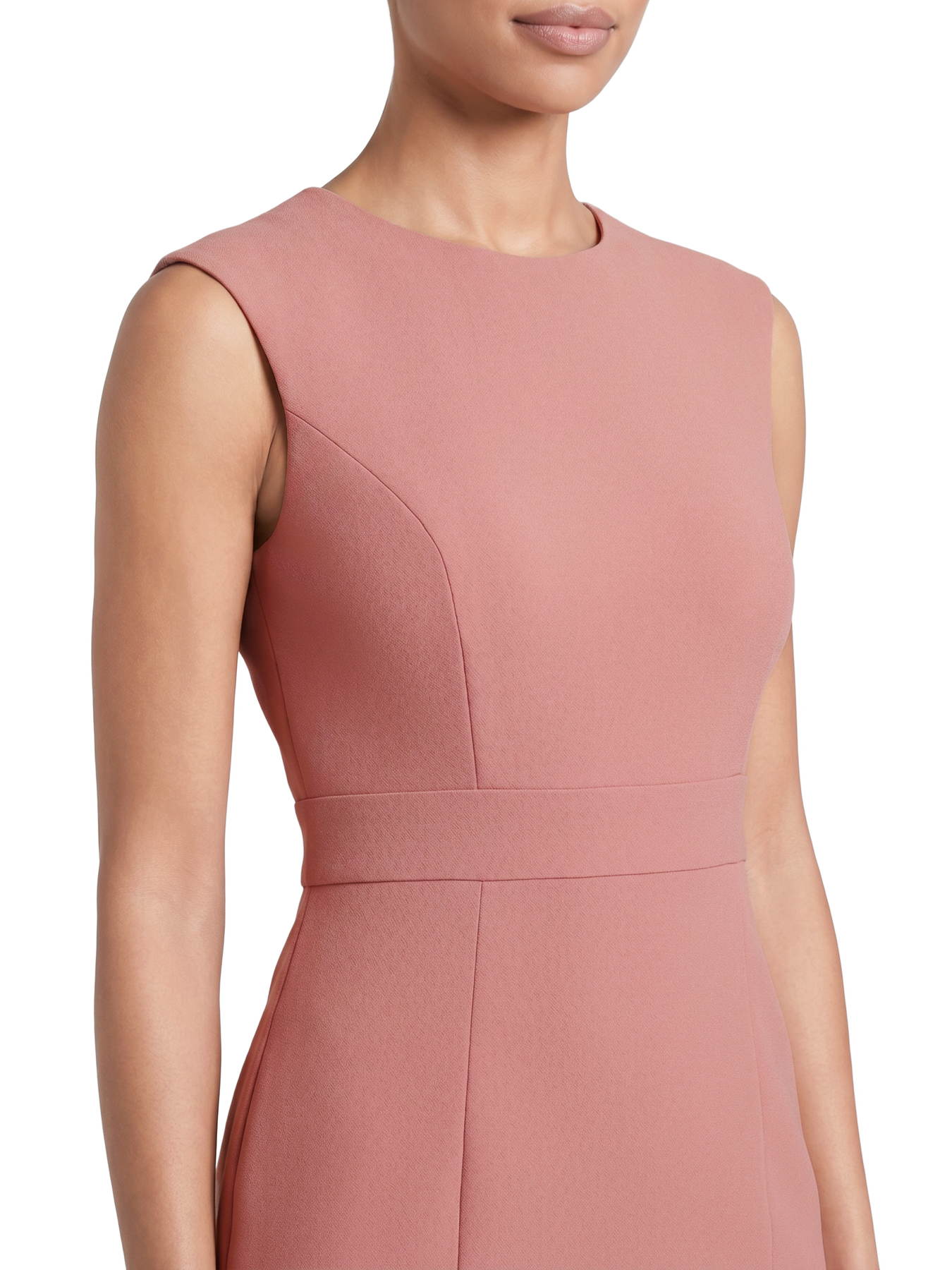 Plus Jewel Neck Waistband Sheath Dress, Stretch Crepe - Image 4