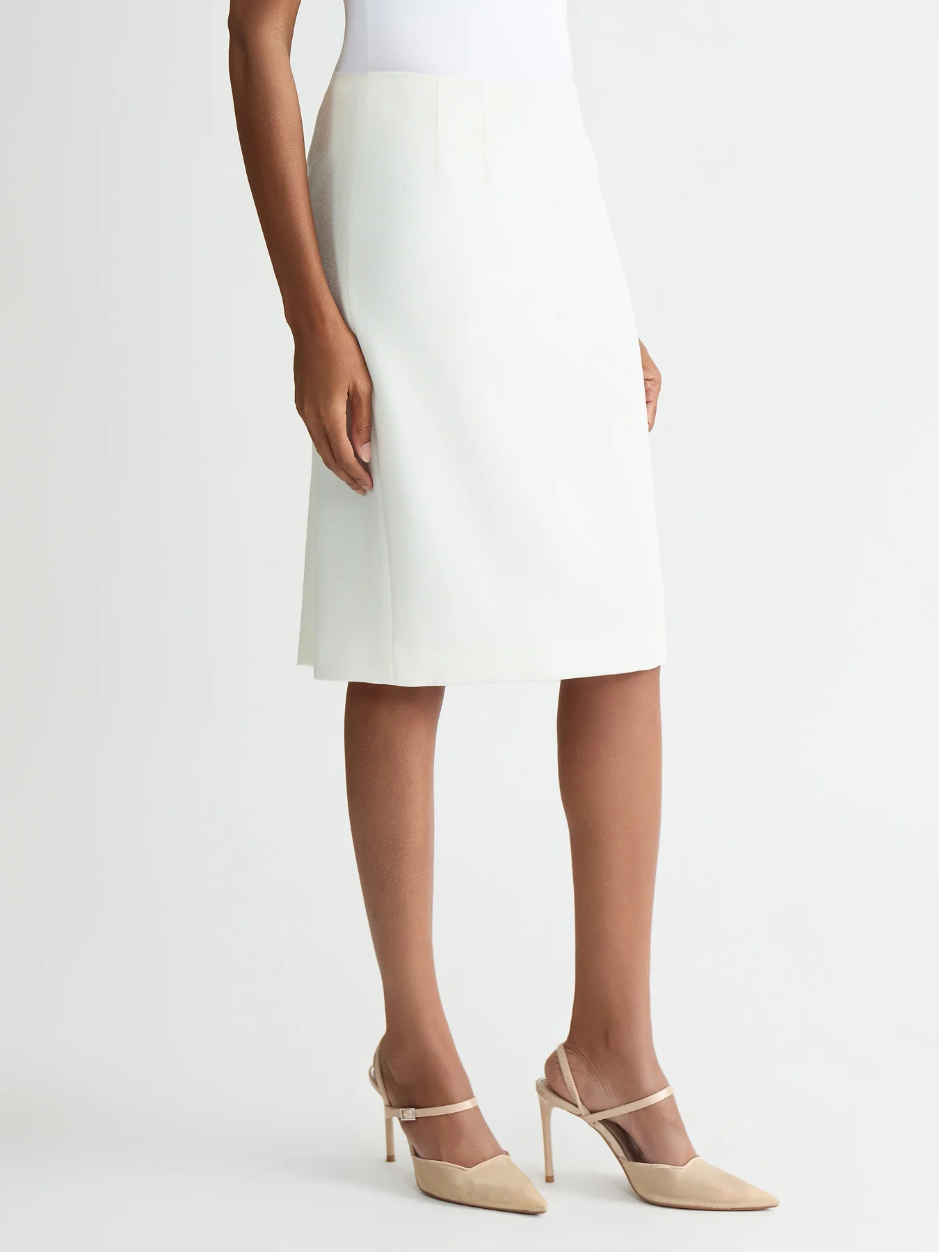 Knee-Length Pencil Skirt, Pebble Crepe - Image 3