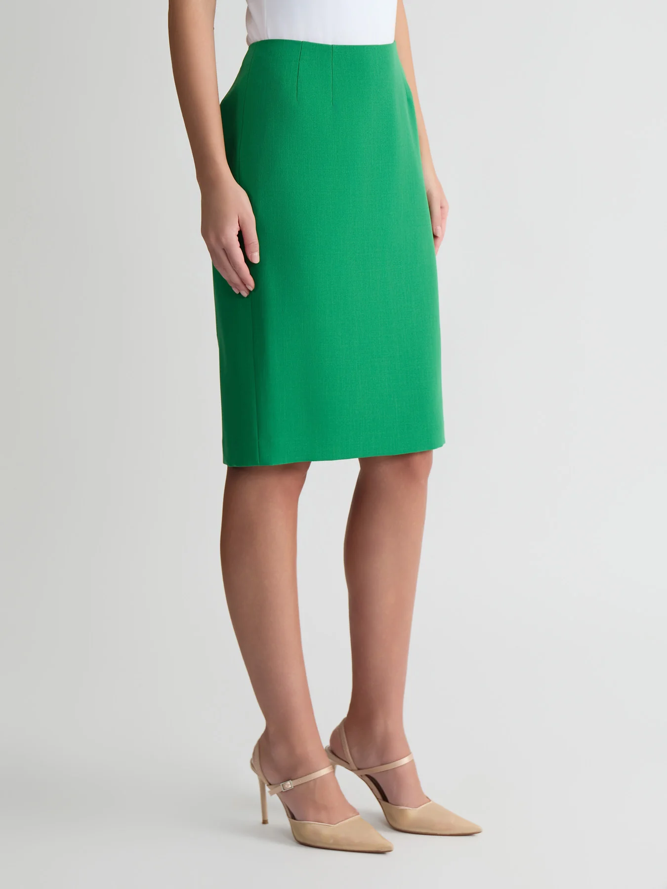 Knee-Length Pencil Skirt, Stretch Crepe - Image 3