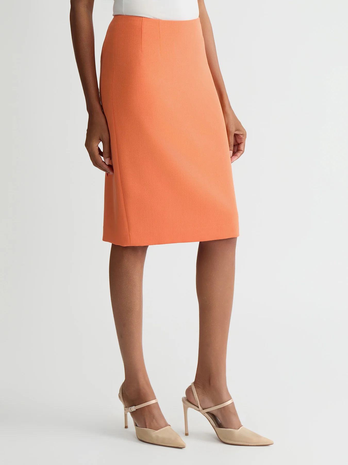 Knee-Length Pencil Skirt, Stretch Crepe - Image 3