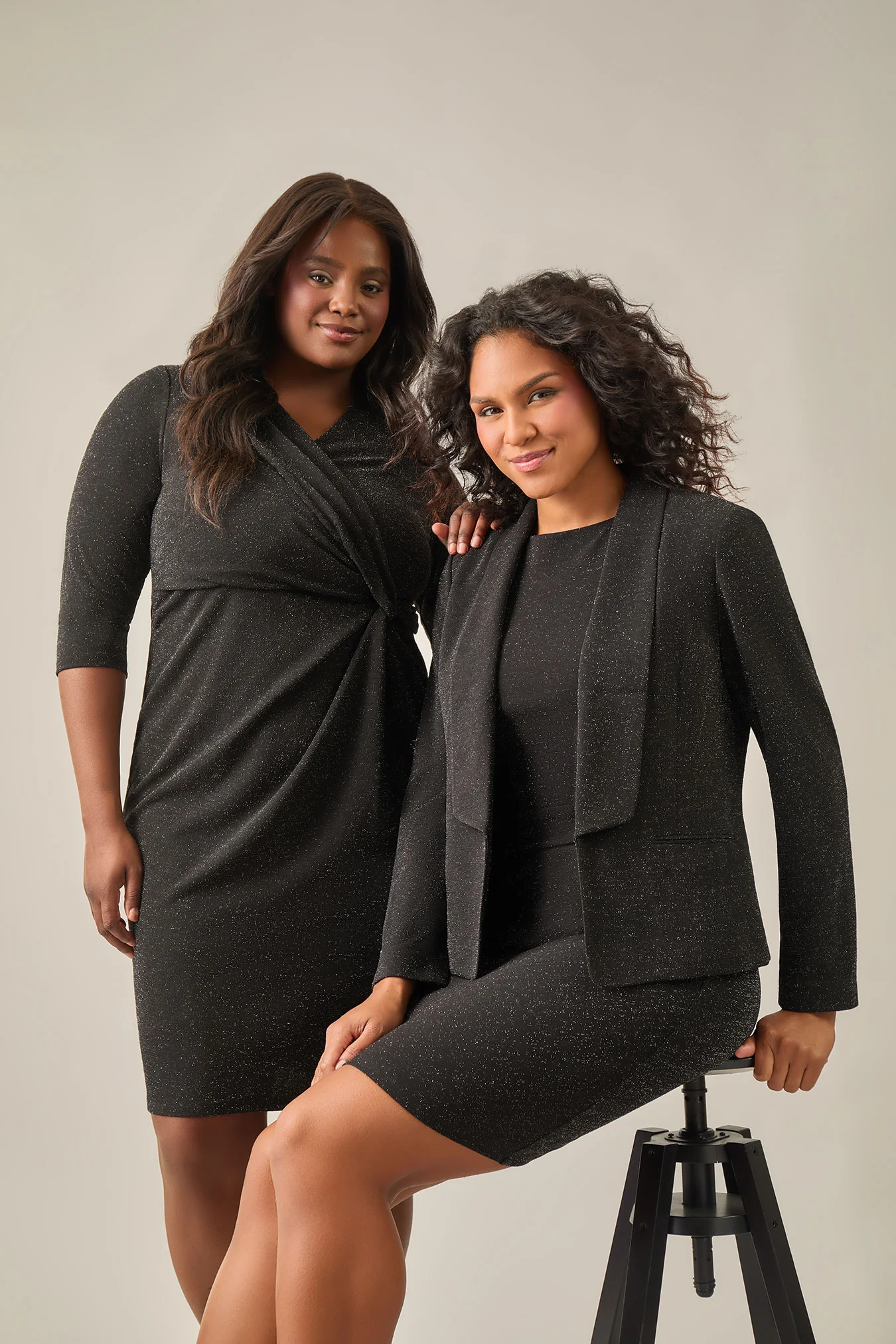 Lurex Knit Shawl Collar Jacket, Black - Image 7