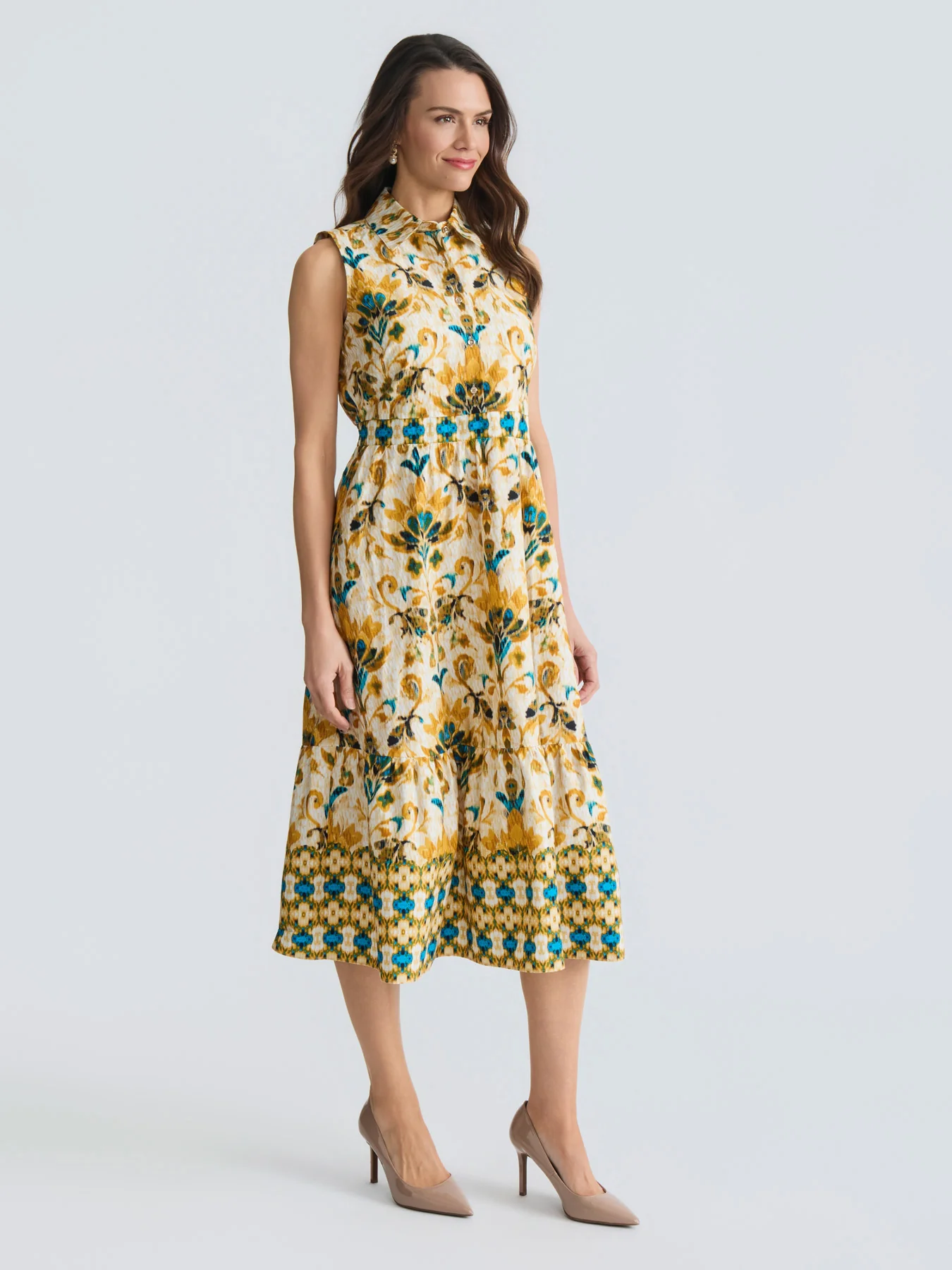 Plus Medallion Printed Midi Dress - Image 3