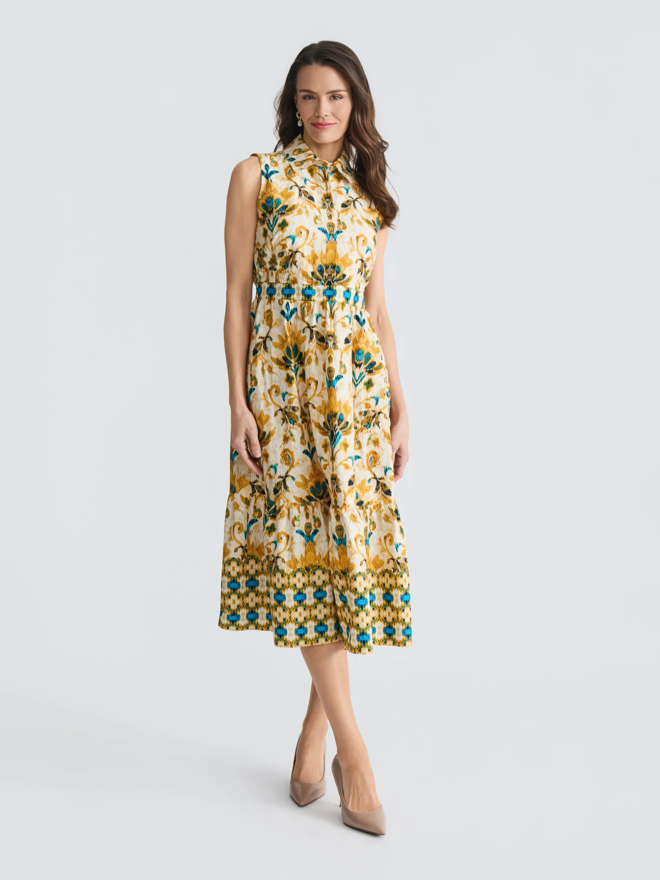 Plus Medallion Printed Midi Dress - Image 5
