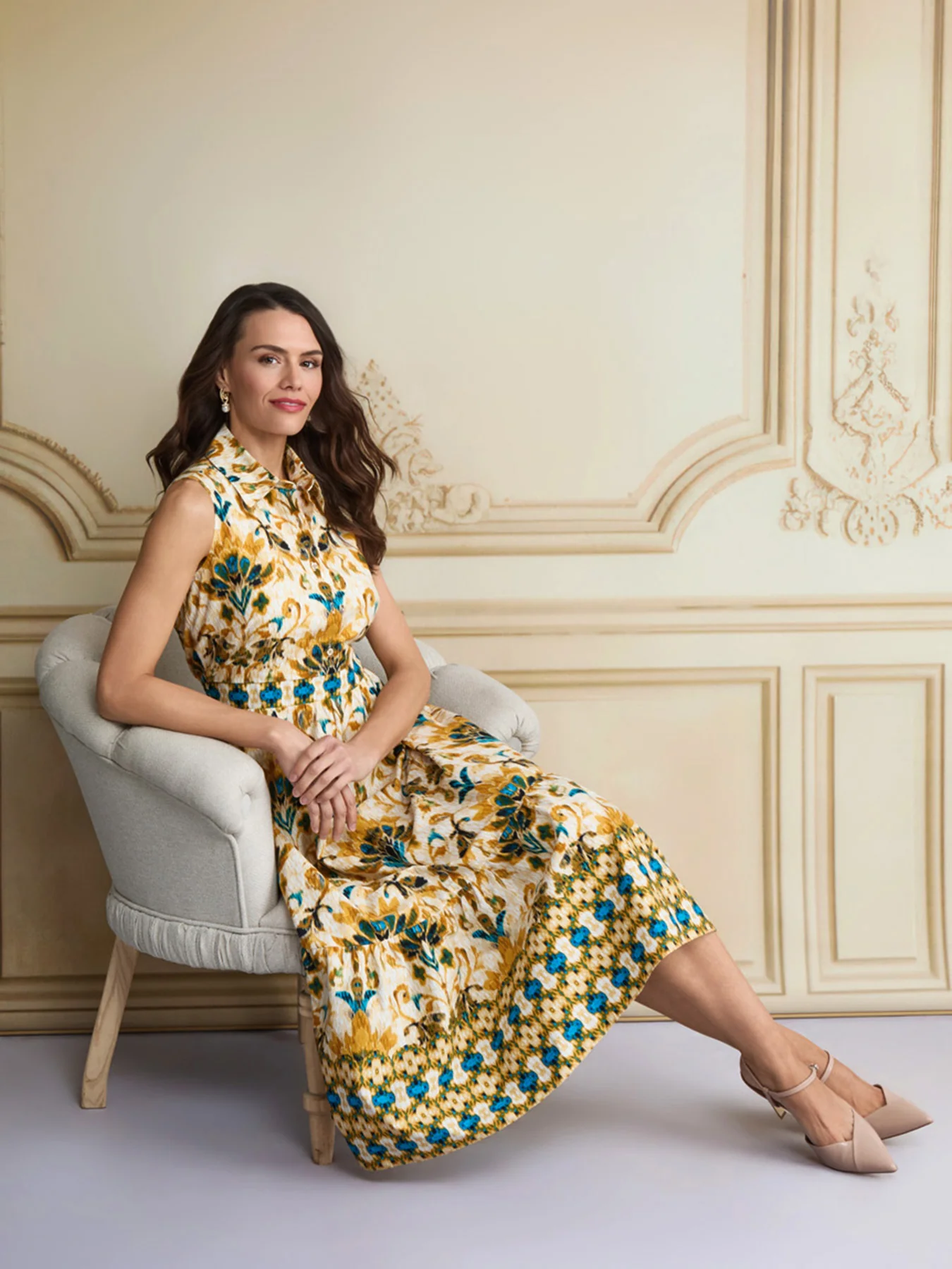 Plus Medallion Printed Midi Dress - Image 6