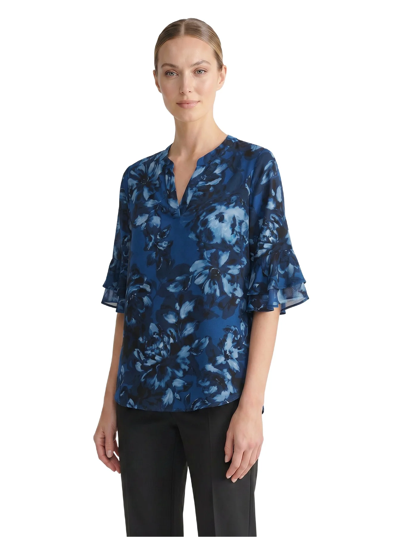 Mixed Media Flutter Sleeve Top - Image 3