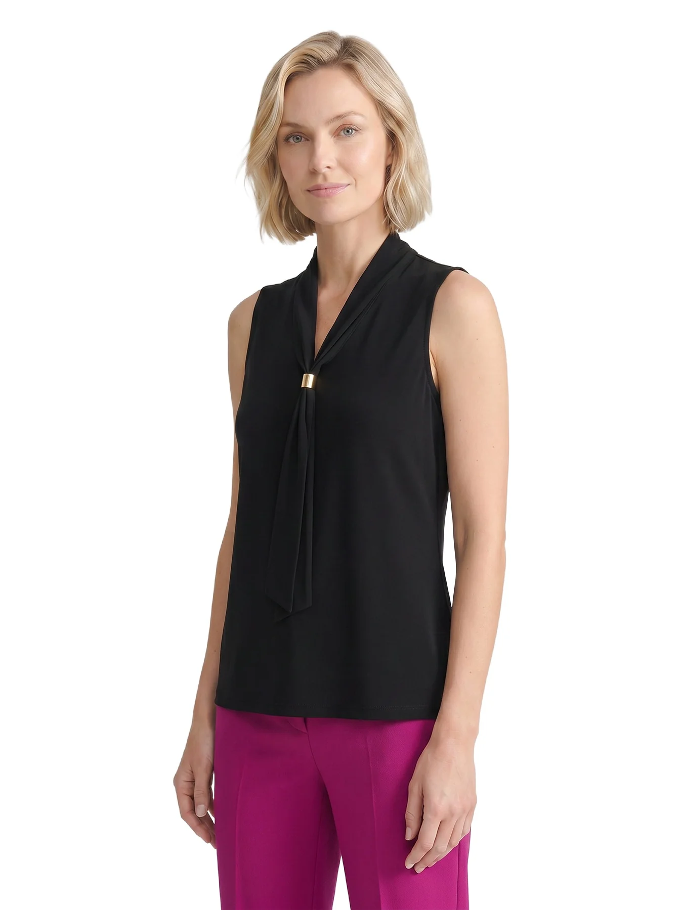 Neck Tie Sleeveless Top, Everyday Knit - Image 3
