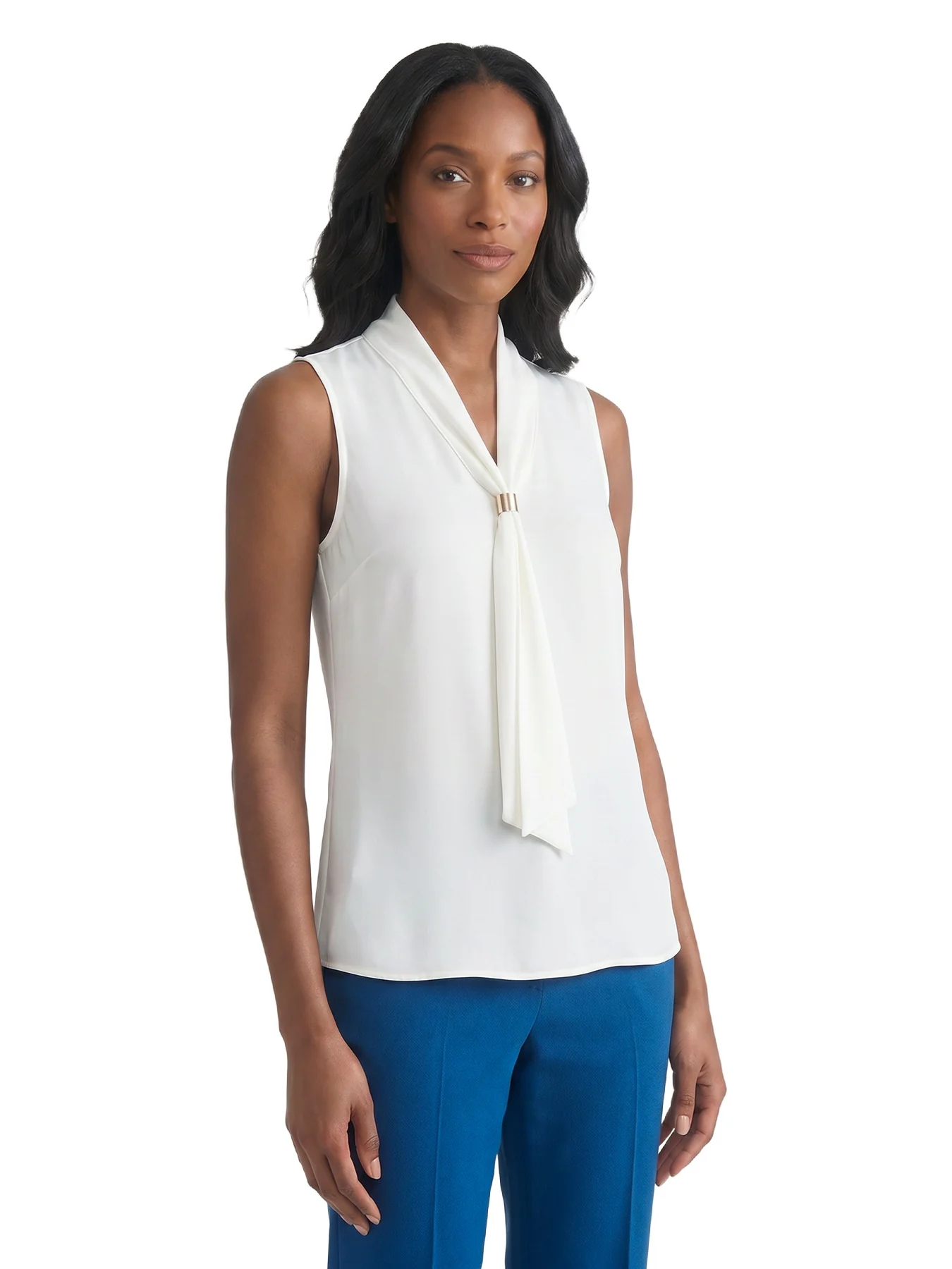 Neck Tie Sleeveless Top, Everyday Knit - Image 3