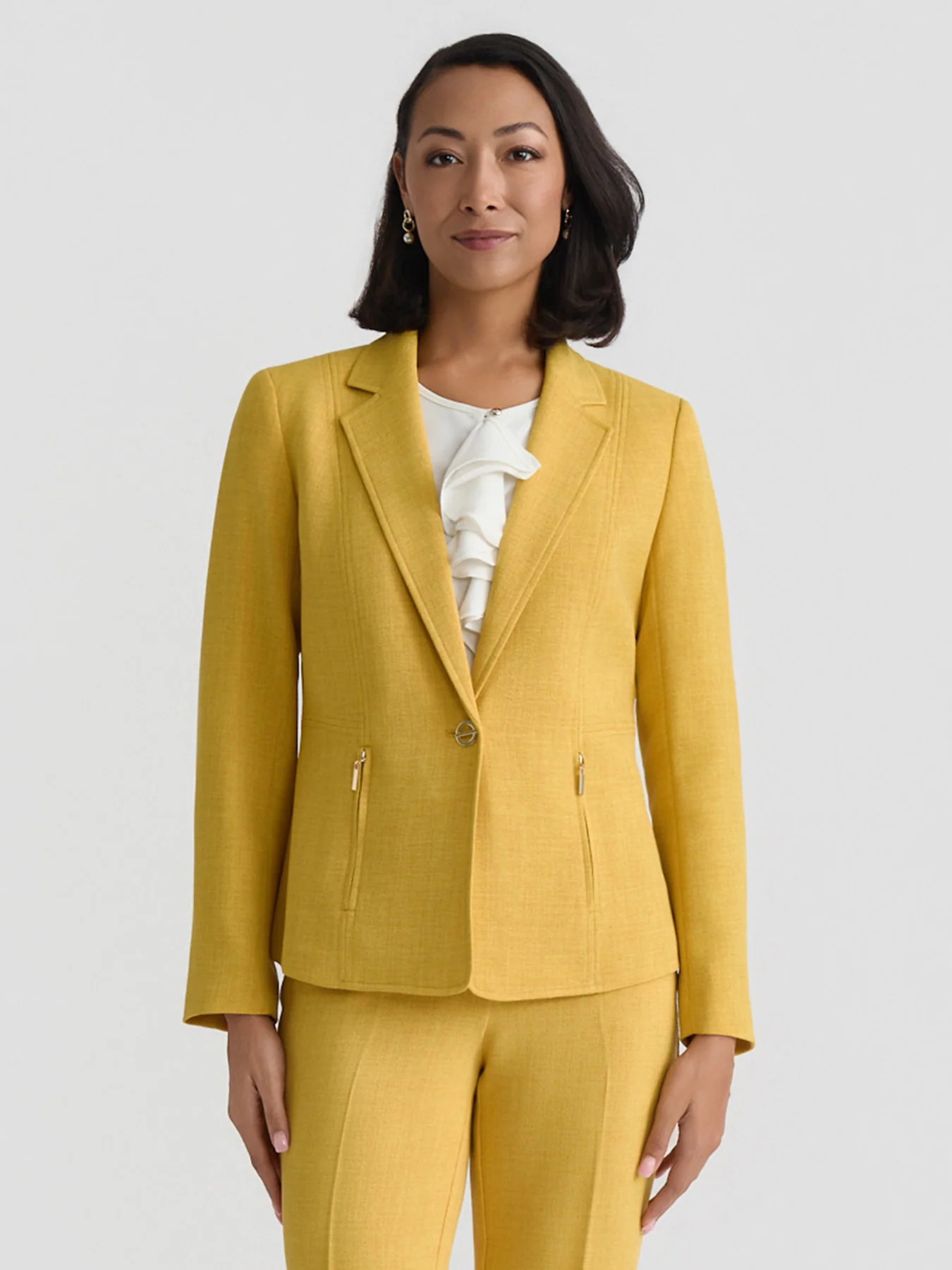 One Button Blazer, Pebble Crepe
