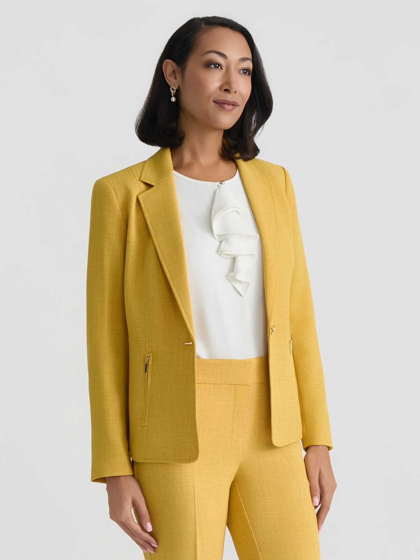 One Button Blazer, Pebble Crepe - Image 2