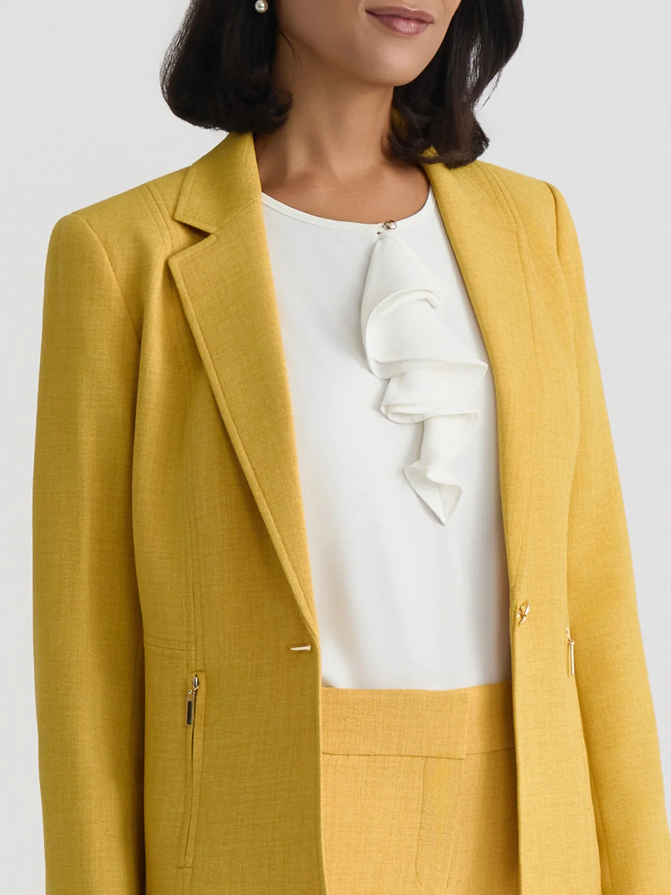 One Button Blazer, Pebble Crepe - Image 4